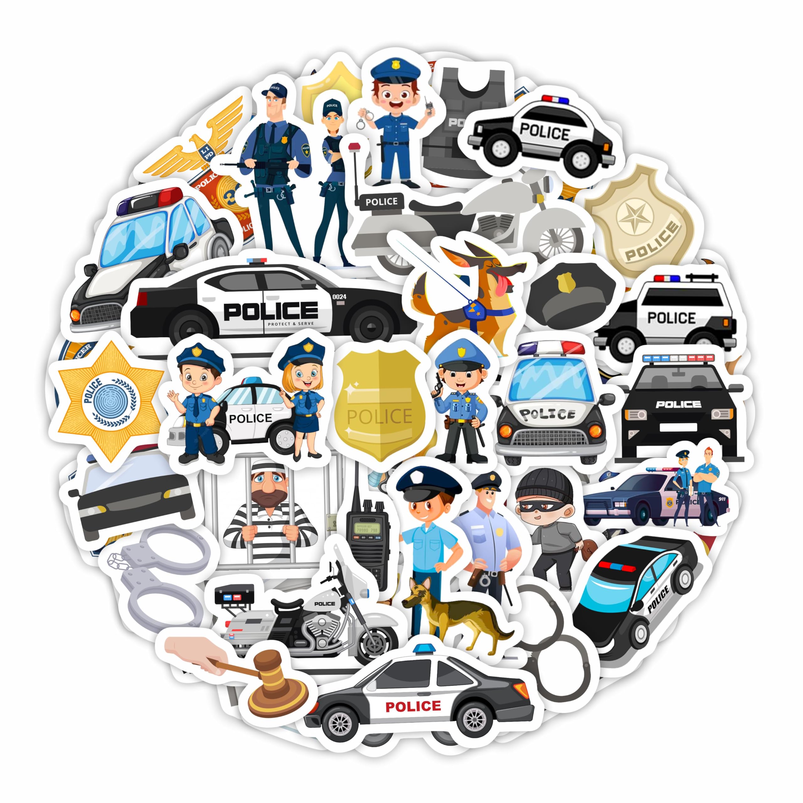 BulbaCraft 100Pcs Police Stickers, Cops Sticker, Police Man Laptop Decals, Cops Party Decorations, Gifts for Women & Men