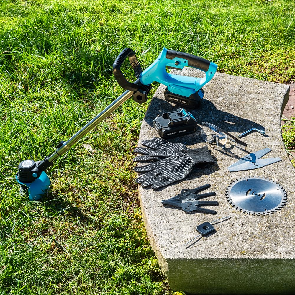 Cecotec Desbrozadora Eléctrica a Batería Cortabordes FastCut 3000 Freemove. Batería 21V, Potencia de 650W, Multifunción, Cabezal Orientable, Tubo Telescópico Regulable, Incluye Accesorios y Recambios