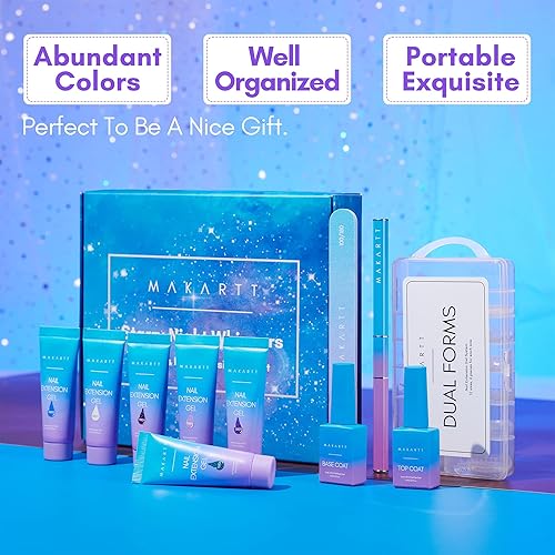 Miniatura 7 de Makartt Kit de gel de uñas de poli de colores galaxia, 0.5 onzas líquidas, gel para extensión de uñas, 6 colores brillantes de cielo nocturno, gel