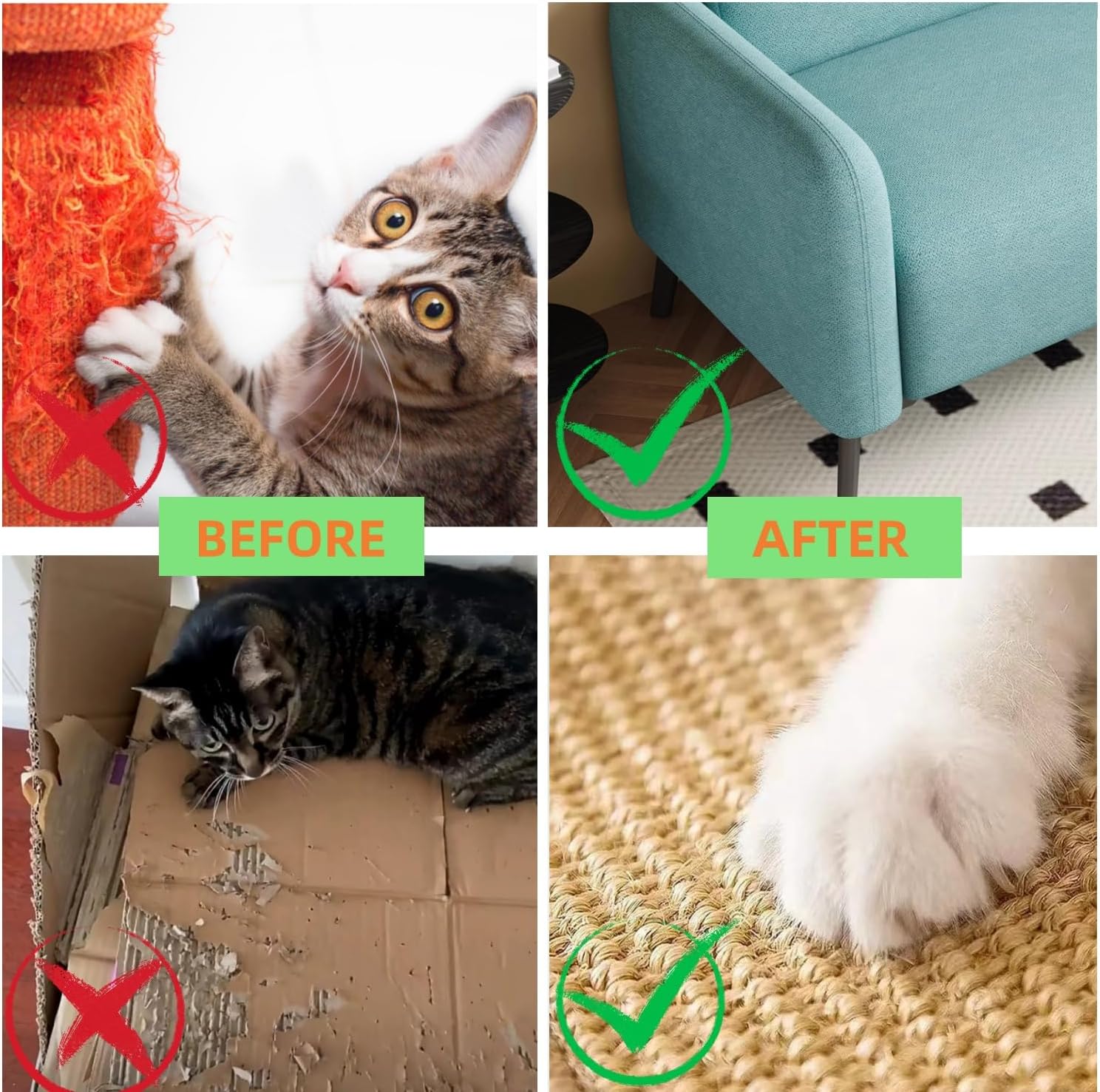 review Premium Heart-Shaped Cat Scratching Pad - 100% Natural Sisal Rug with Sticky Velcro Tapes - Stay Firmly on Floor and Wall- Comfortable Mat for Cats (Small)