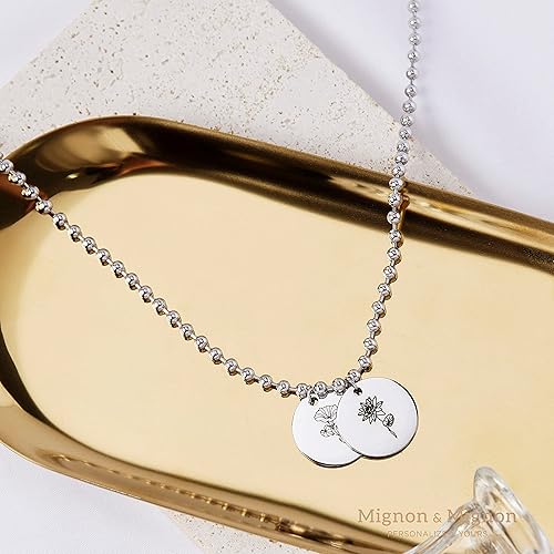 Miniatura 4 de Personalized Birth Flower Necklace for Women Jewelry for Mom Summer Handmade Beaded Ball Chain Accessory Best Friend Birthday Gift for Her Birth