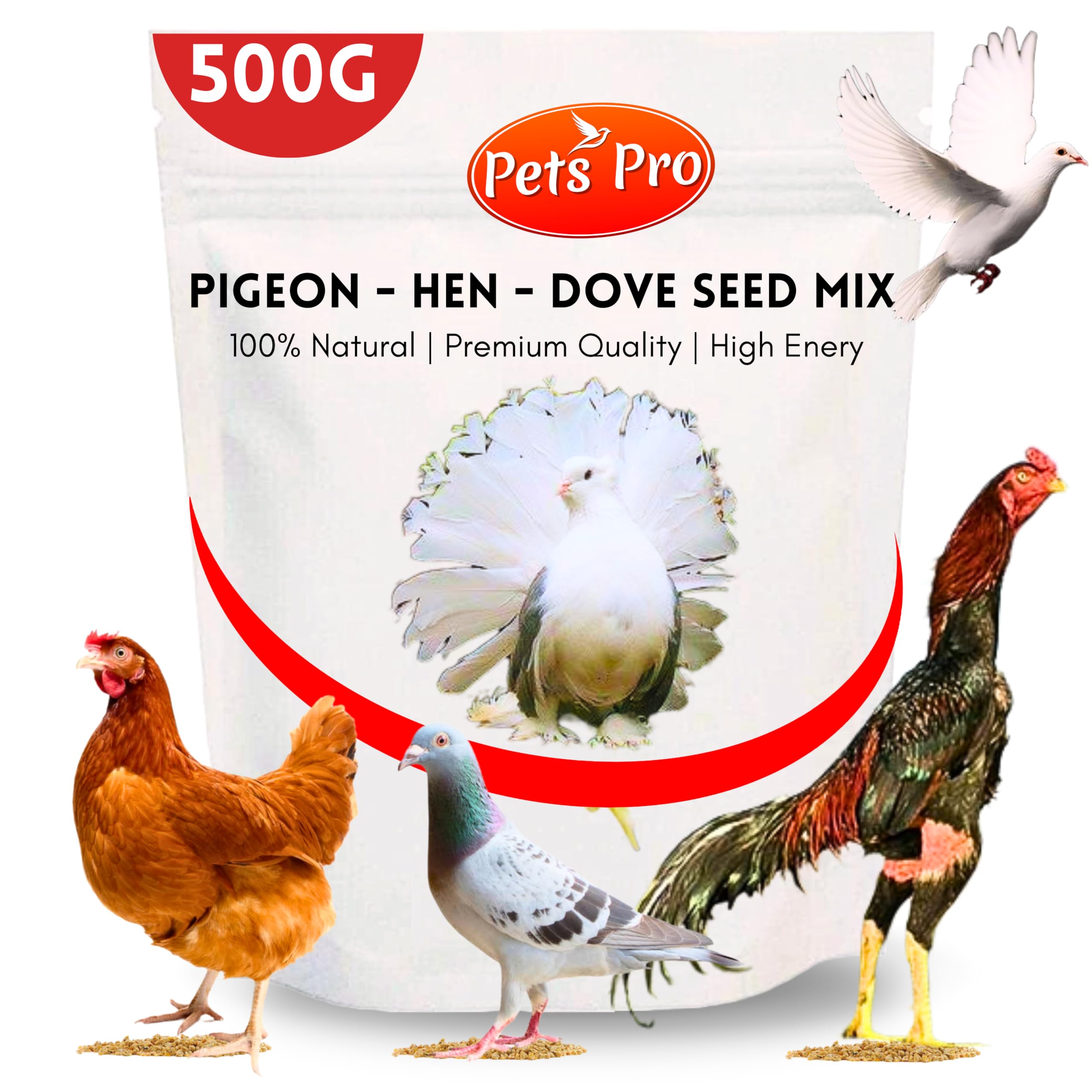 Generic Pets Pro Pigeon, Dove & Hen Food (500 Gm) | Multigrain & Seeds Mix with 12+ Delicious Grains & Nuts for Hen & Doves,All Life Stages