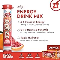 Vista 4 de Zipfizz Daily Energy Drink Powder, Blood Orange, 20 Pack 3-in-1 Sustained Energy, Rapid Hydration, and Essential Vitamins Sugar-Free