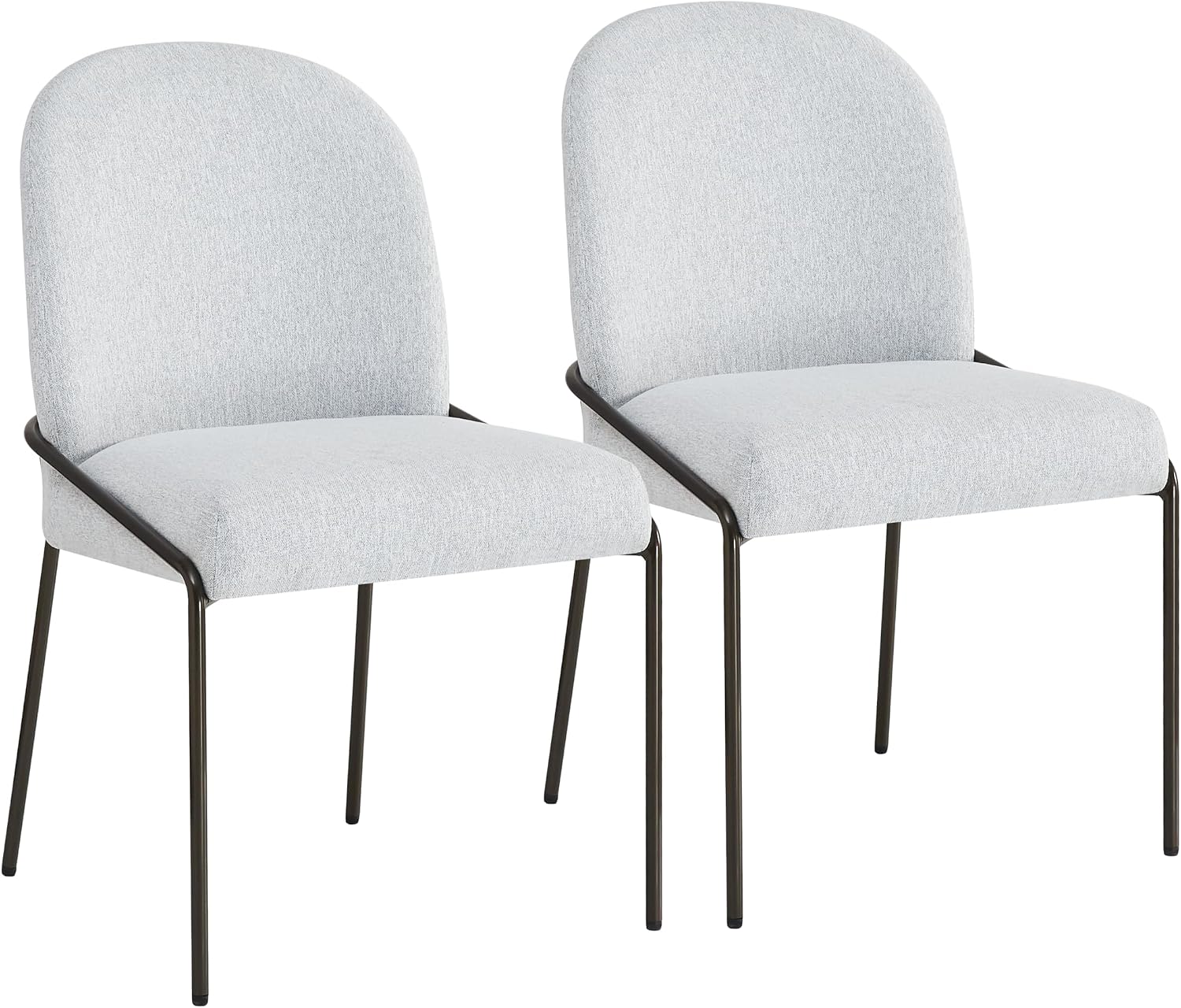 Christopher Knight Home Mongi Dining Chairs Set of 2 with Sturdy Iron Frame, Comfy Linen Upholstered Dining Room Chairs, Armless Accent Chair/Side Chair for Dining Room/Kitchen, Bronze + Light Grey