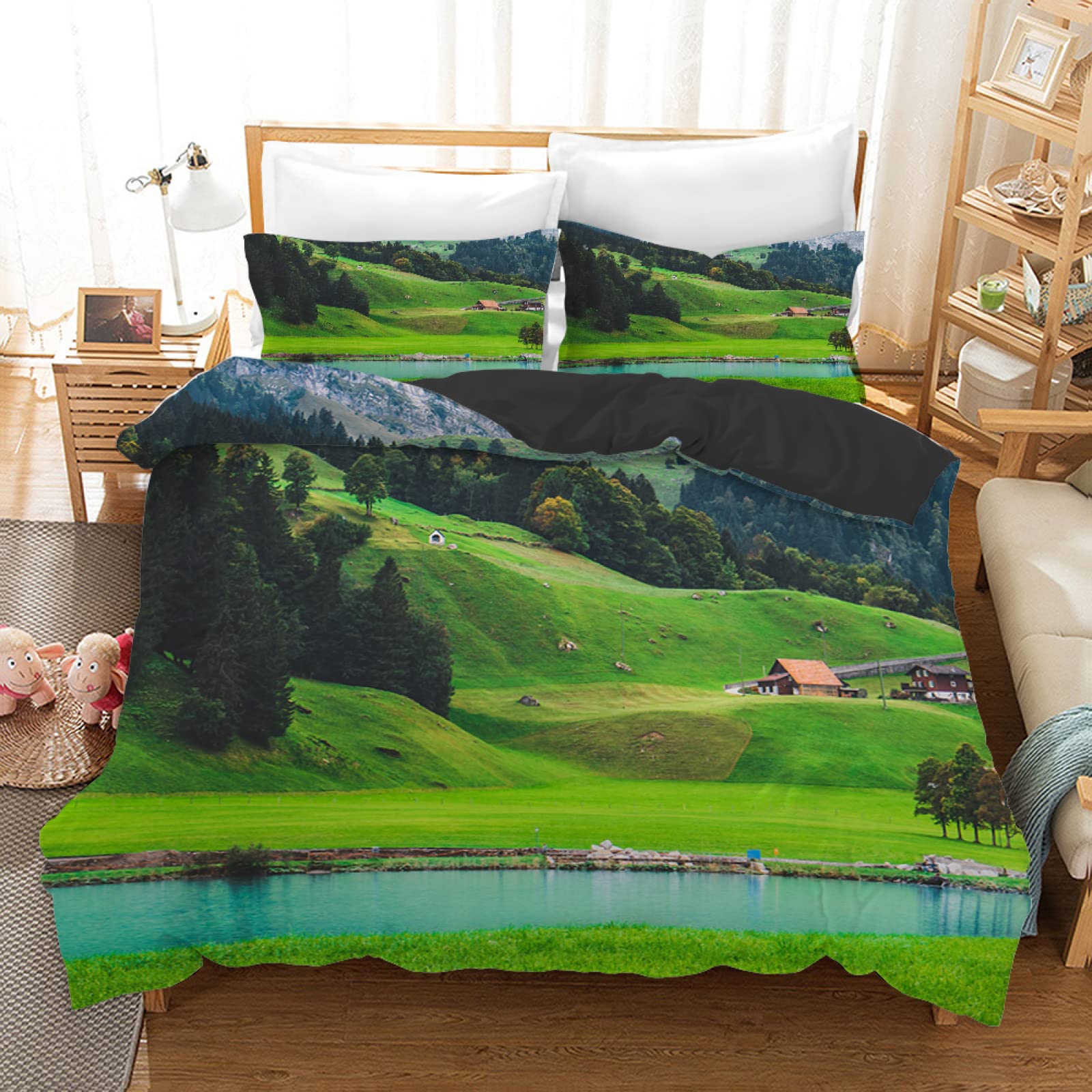 Housse de couette 90x190 verte style nature pour transformer la chambre enfant et ado