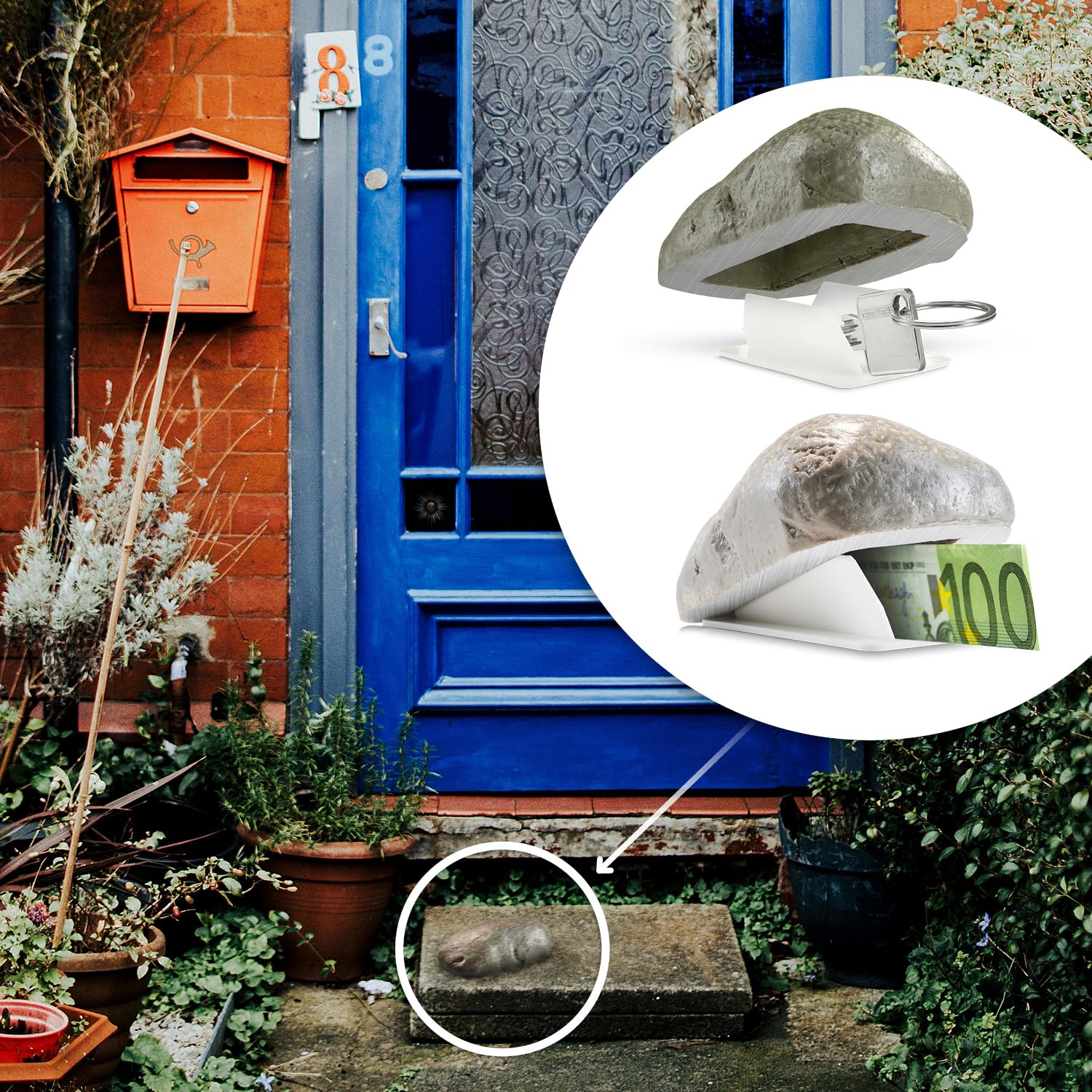 COM-FOUR® Finta Pietra Chiave Pebblestone con Scomparto Segreto per Geocaching - Nascondiglio Chiave in Aspetto Pietra