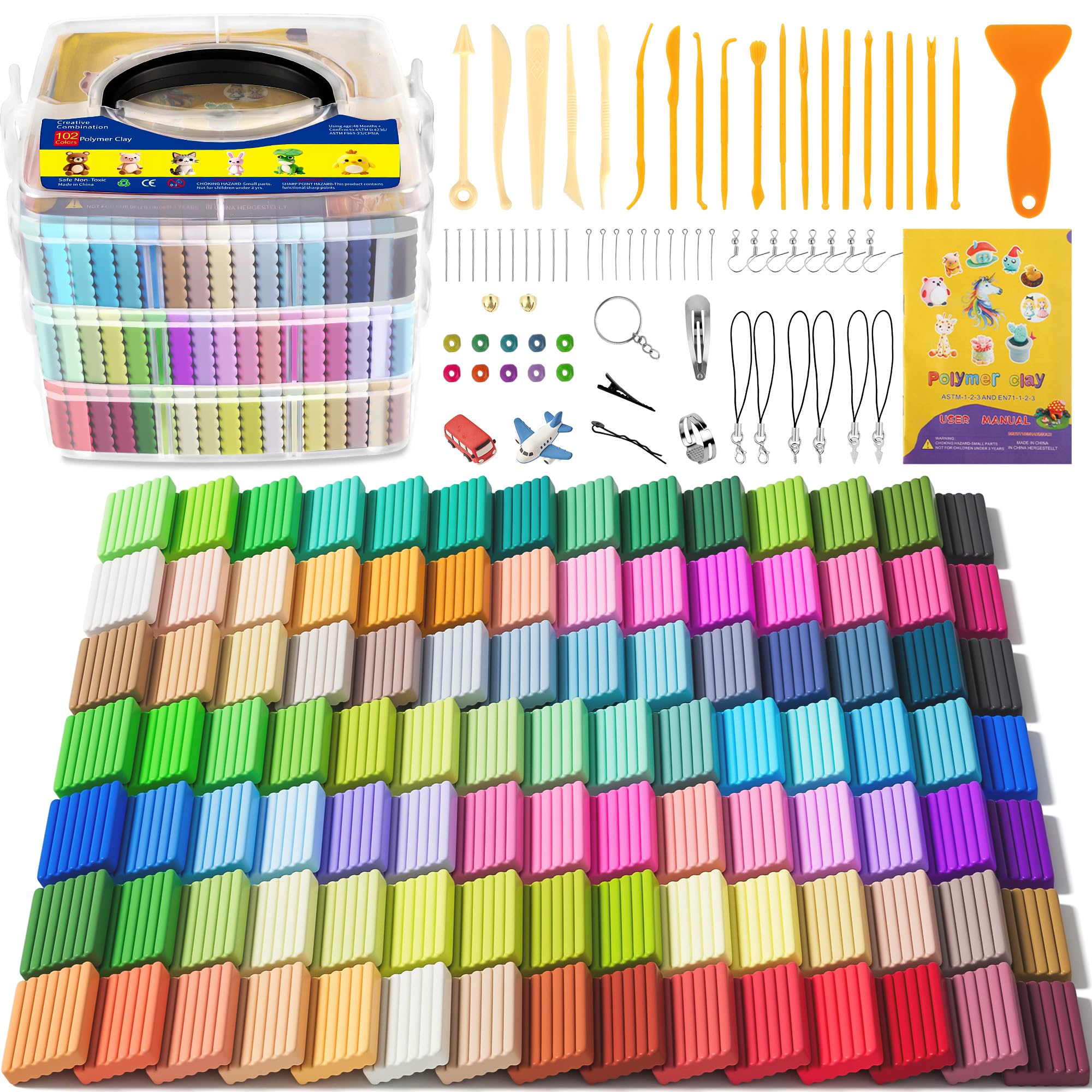 Aestd-ST Polymer Clay 102 Colors, Oven Bake Modeling Clay for Kids