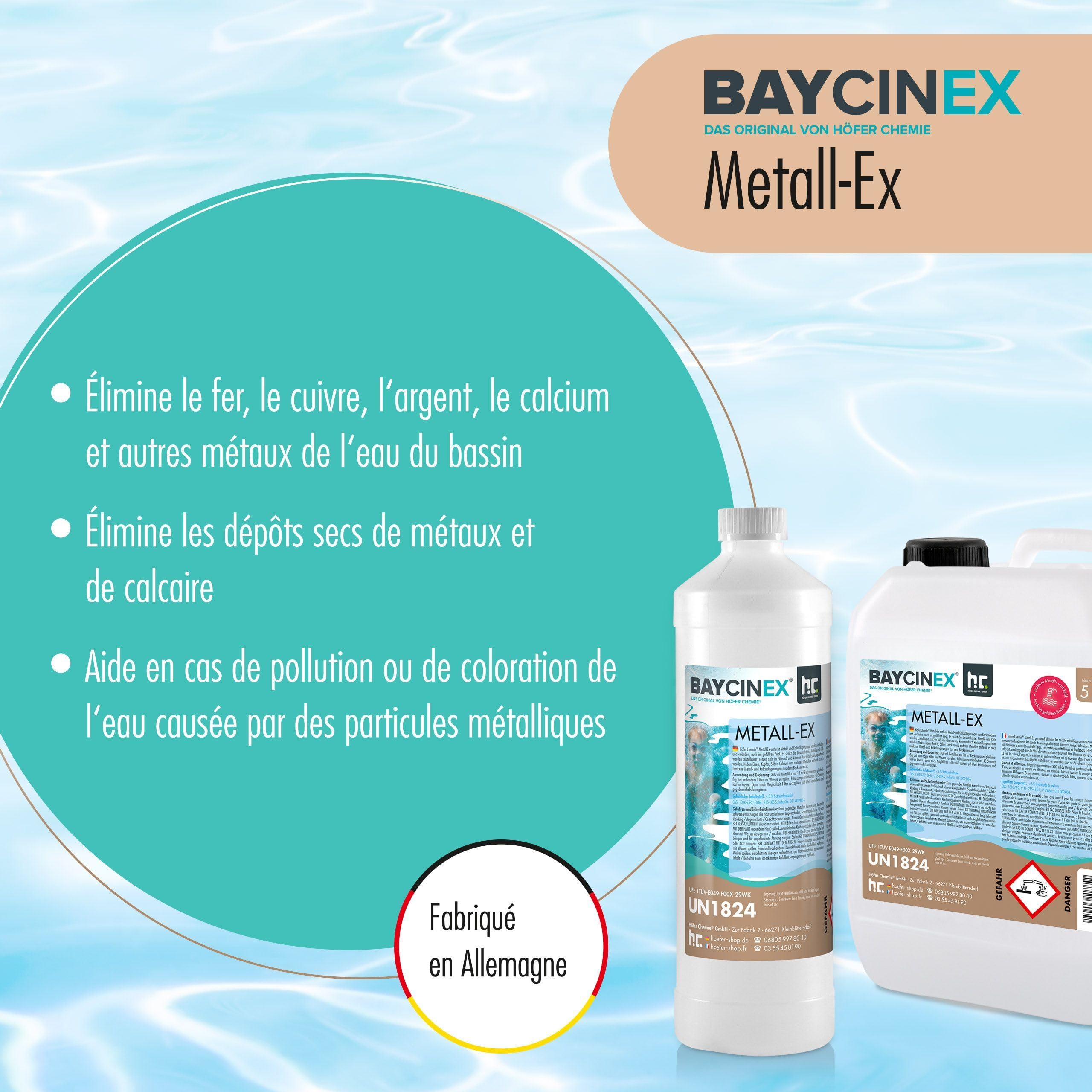 Höfer Chemie BAYCINEX® Séquestrant Métaux Anti-Métaux 1L pour Piscine