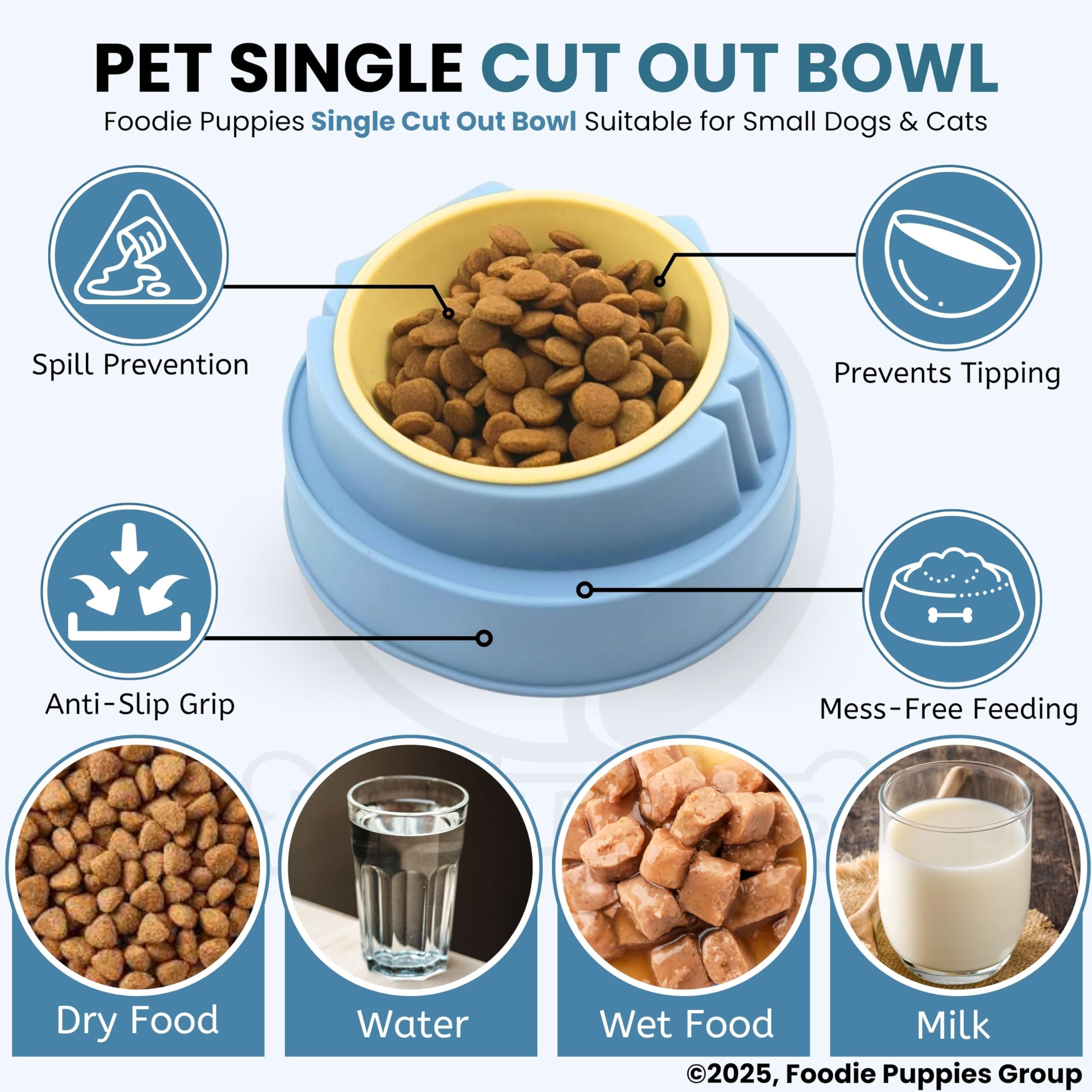 Foodie Puppies Cat Food Bowl, Tilted Food or Water Bowl for Cats and Small Dogs - (Single CutOut Bowl, 350ml), Anti Vomiting, Healthy Cat Bowl for Persian Cat Prevent Tipping Over Plastic Feeding Bowl 4