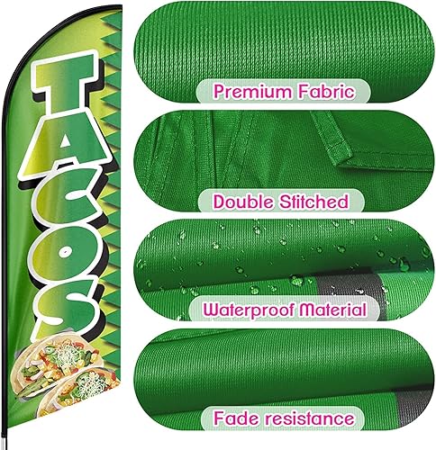 Miniatura 3 de Tacos Swooper - Kit de asta de bandera de plumas y estaca para el suelo, 11 pies para publicidad Swooper Business Sign Flag Pole Kit para tacos