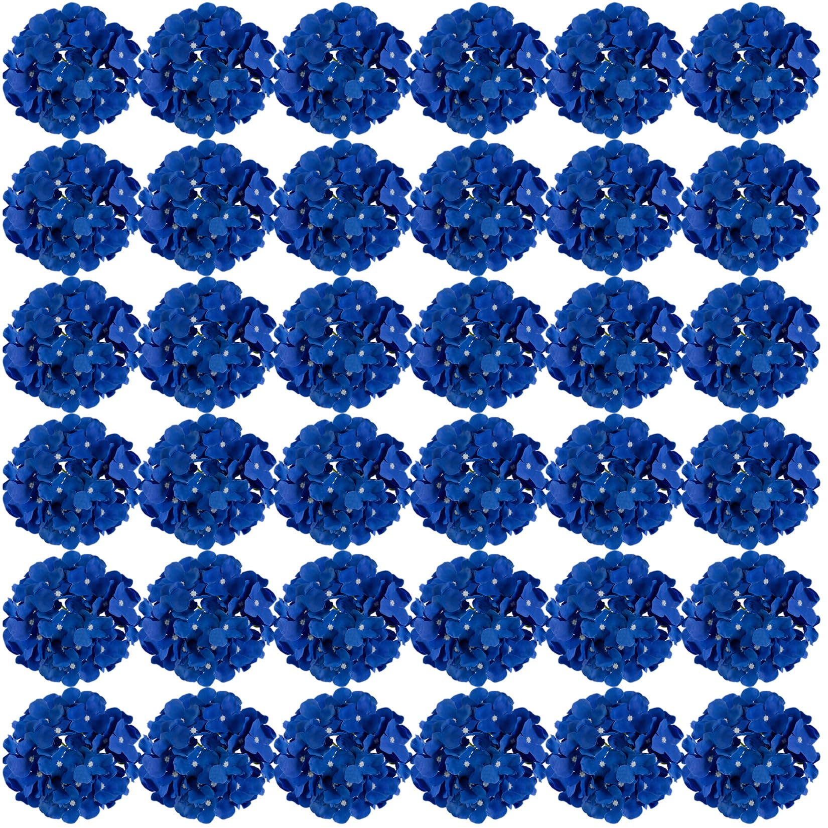 FagusHome 35 Pcs Silk Hydrangea Heads Artificial Flowers Heads with Stems Fake Hydrangea Flowers Head Diameter 7 Inches for Home Wedding Décor (Dark Blue)