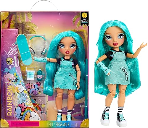 Rainbow High Blu - Muñeca de moda azul con atuendo de moda, con un elenco y más de 10 accesorios de juego coloridos. Regalo para niños de 4 a 12 disponible en Yaxa El Salvador
