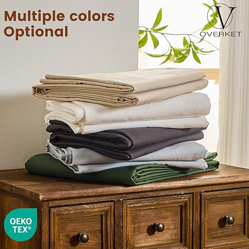 Miniatura 7 de Juego de sábanas de lino 100 % tamaño Queen, juego de sábanas de lino transpirable y duradero de 4 piezas, ropa de cama suave para todas las