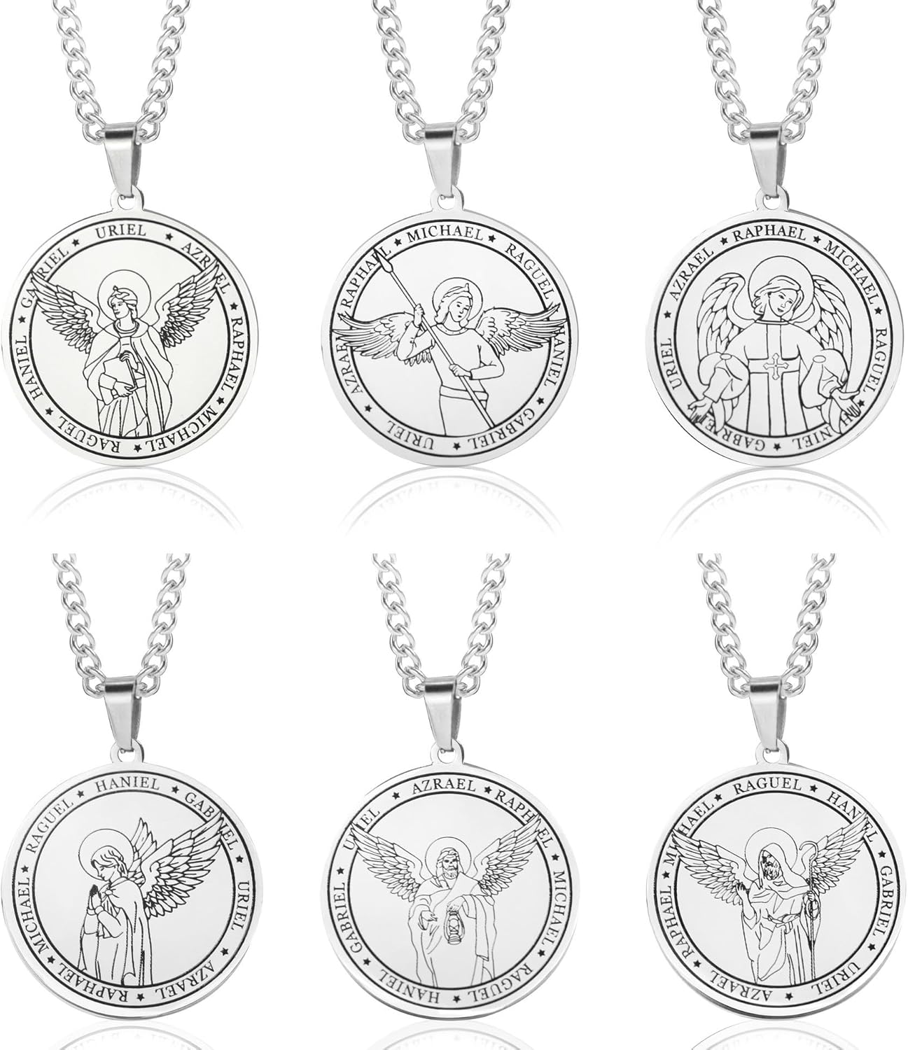 Stainless Steel Archangel Necklace for Women Men Christian Religious Faith Necklace Circle Coin Medal Spiritual Protection Necklace Jewelry Gift - Image 5