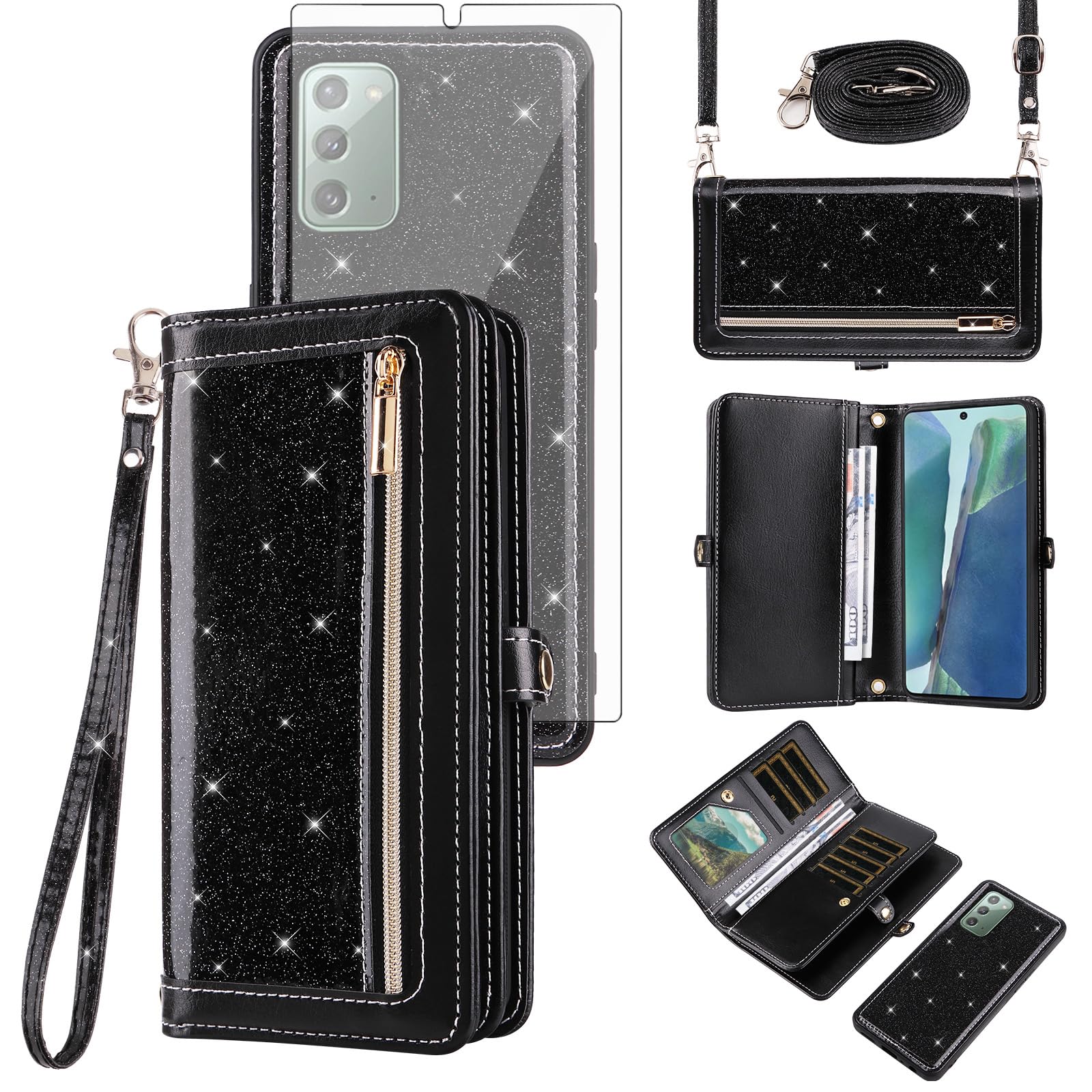 Coque Samsung Galaxy Note 20 5G Asuwish avec fermeture éclair et protège-écran - 8