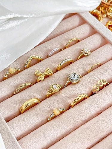 Miniatura 2 de Juego de anillos apilables con lazo de estilo bohemio, 15 piezas, joyería de moda para mujer, regalo para fiestas de vacaciones, uso diario