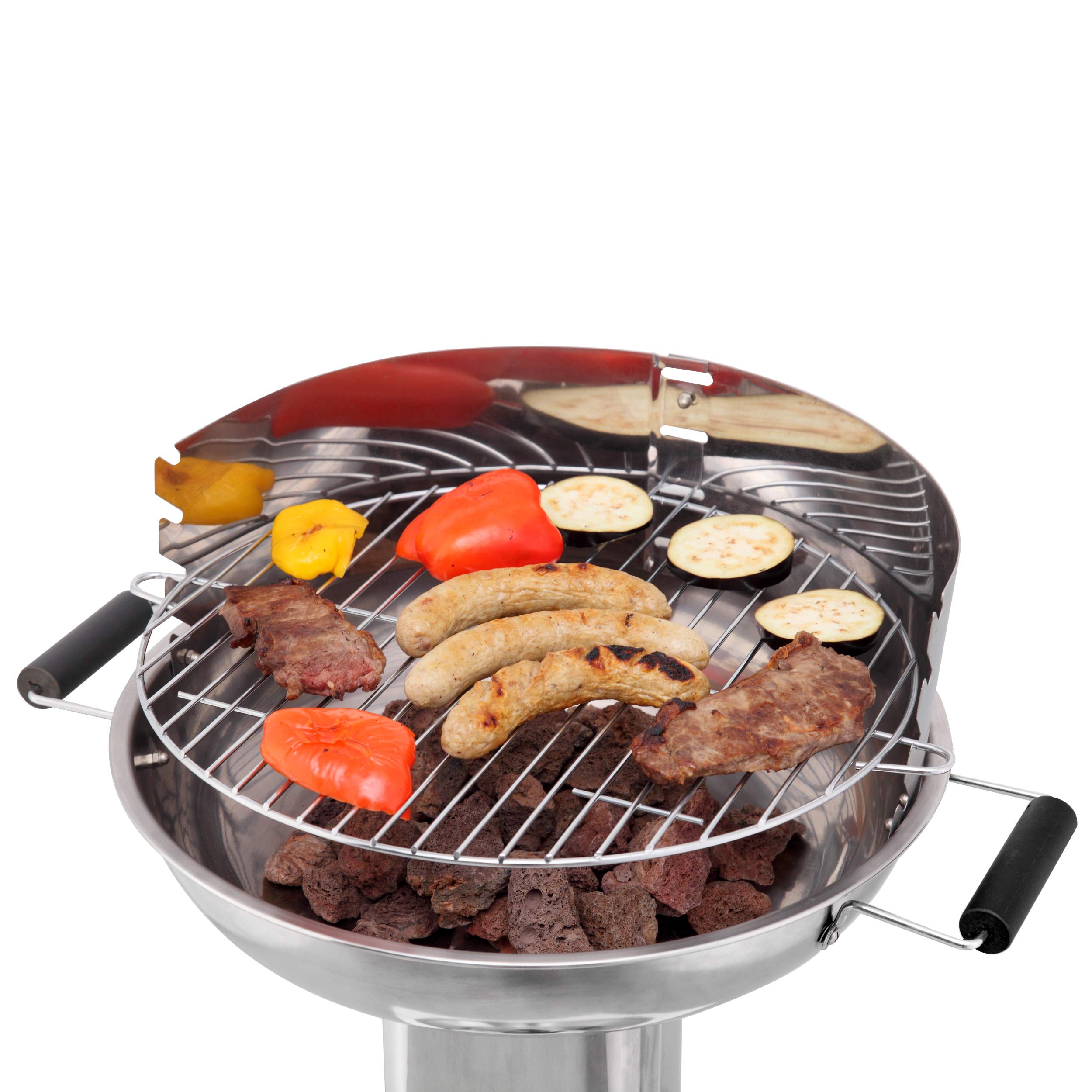 tepro Grill na węgiel drzewny, stal nierdzewna, grill kolumnowy Hartford, powierzchnia grillowania: ok. 39 cm Ø srebrny