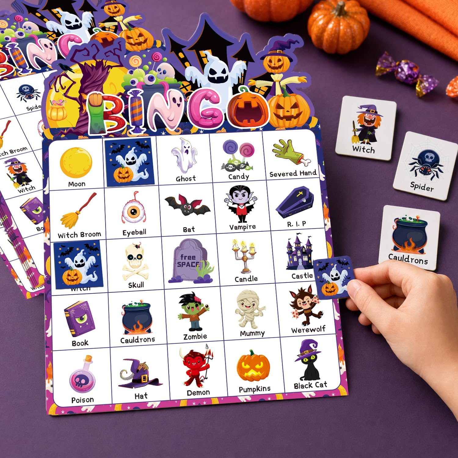 38 giochi di bingo di Halloween, 24 carte da bingo, gioco per feste per