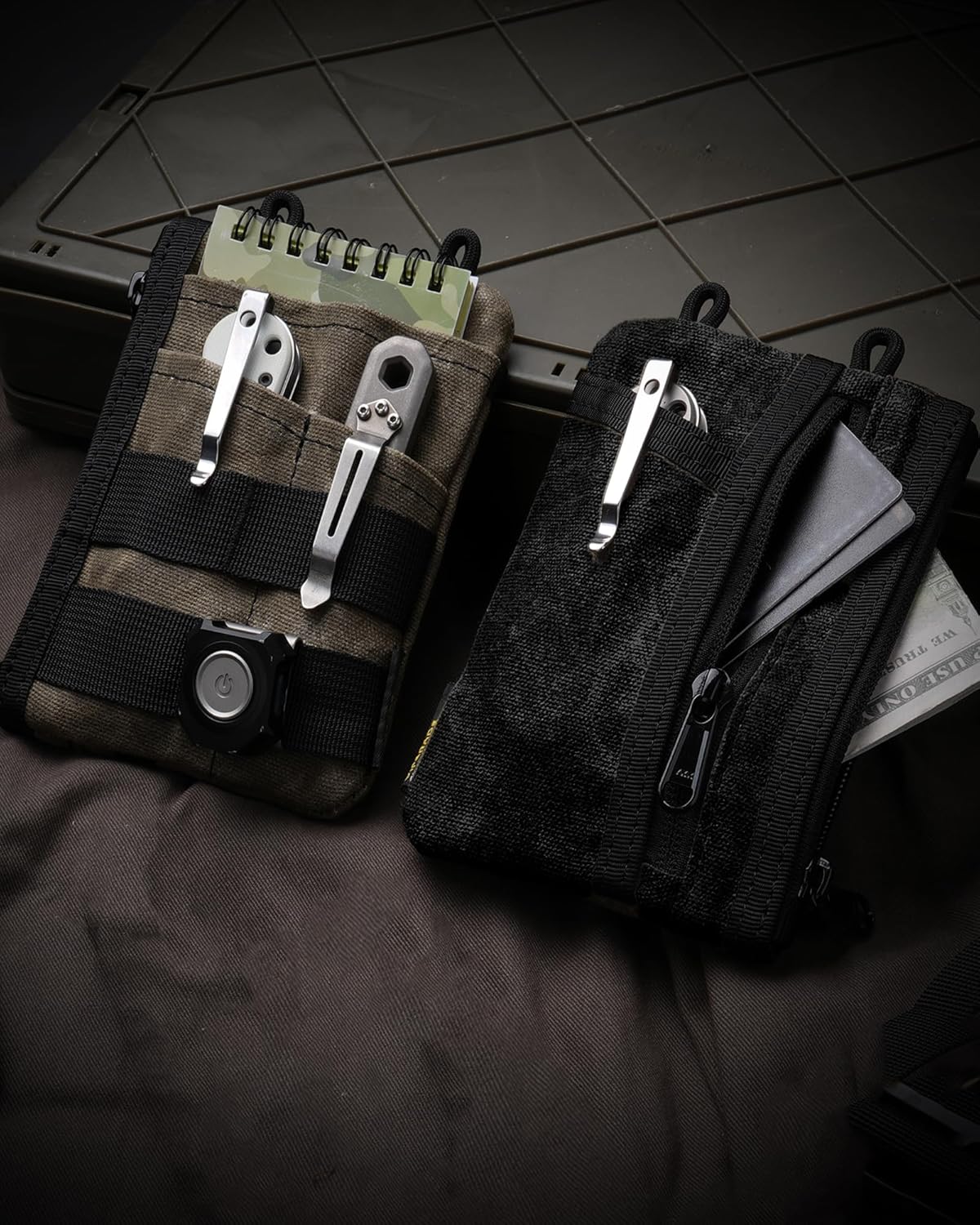 VIPERADE VE18N-OW Waxed Canvas Zipper Wallet, Slim Pocket Pouch, 3 Slots and 2 Zipper Pockets - Minimalist EDC Wallet (OD Green) - Image 7