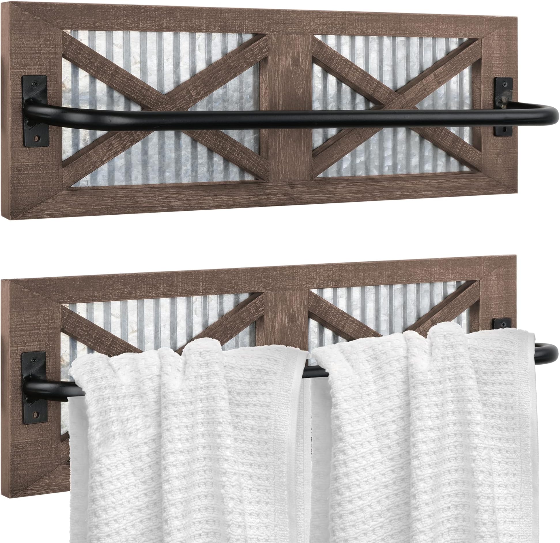 Treasure Gurus Texas Barn Star Horseshoe Bath Towel Bar Rack Holder