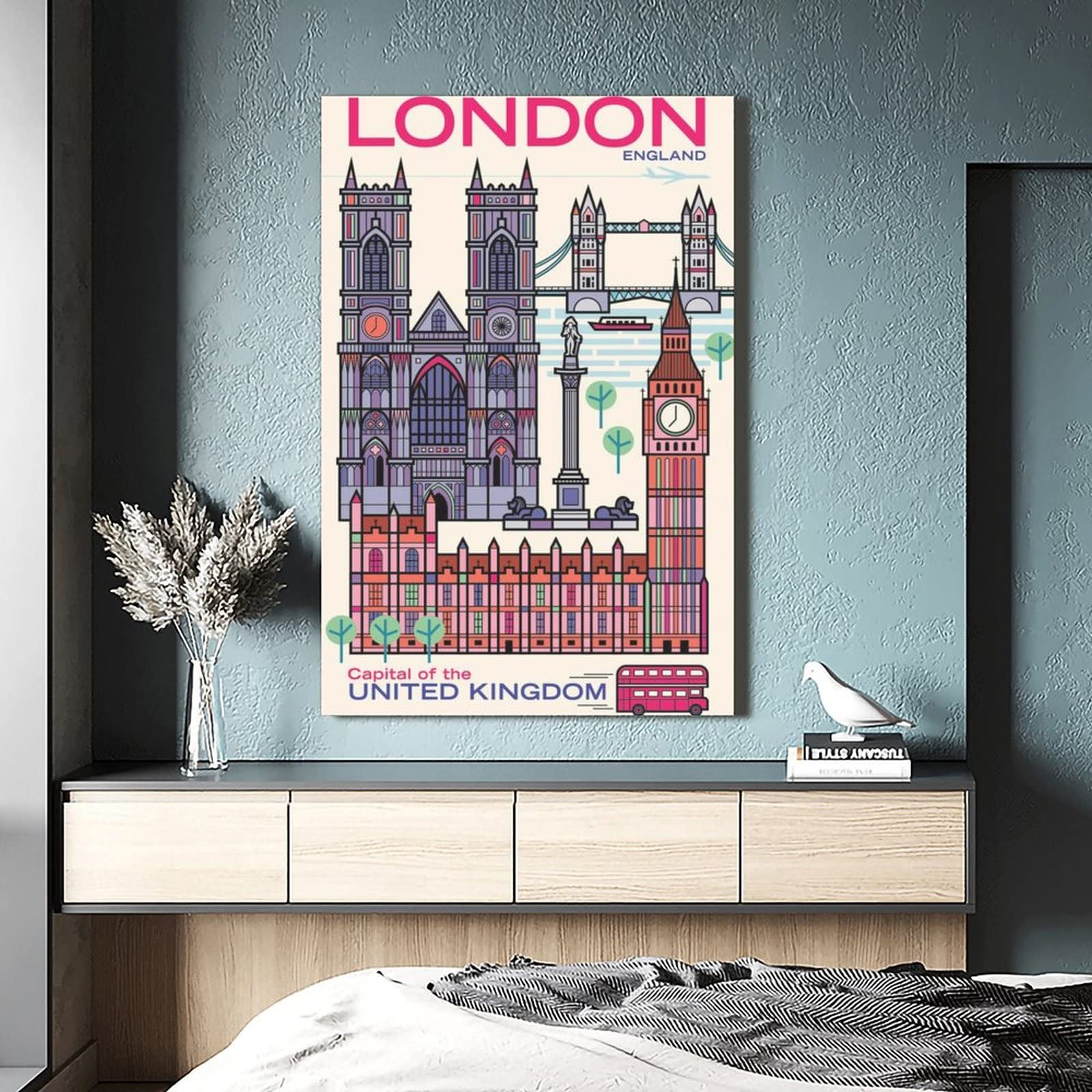 Affiche Toile Tour De Londres 30x40 Cm - Décoration Murale Vintage - Sans Cadre