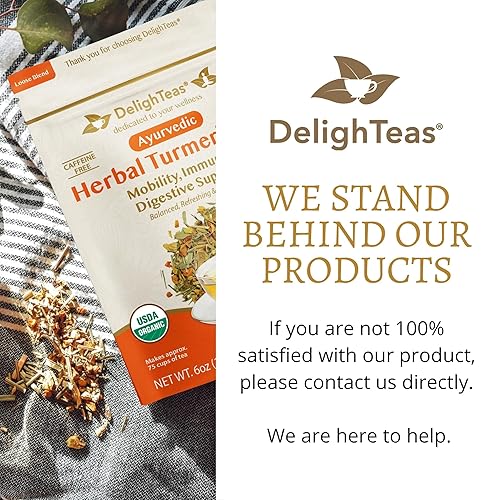 Miniatura 7 de DelighTeas Té orgánico de cúrcuma y jengibre Té de cúrcuma ayurvédica de hojas sueltas para movilidad, apoyo inmunológico y digestivo Sin OMG