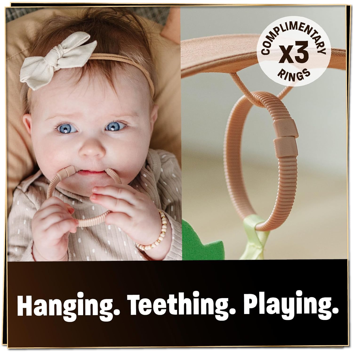 SplashEZ Baby Lounger Pillow for Newborn, Baby Nest & Infant Play Gym, 100% Organic Cotton, Breathable, Lightweight & Portable 3D Mesh Pillow for Awake Time Only (Toys NOT Included), Camel - Image 4