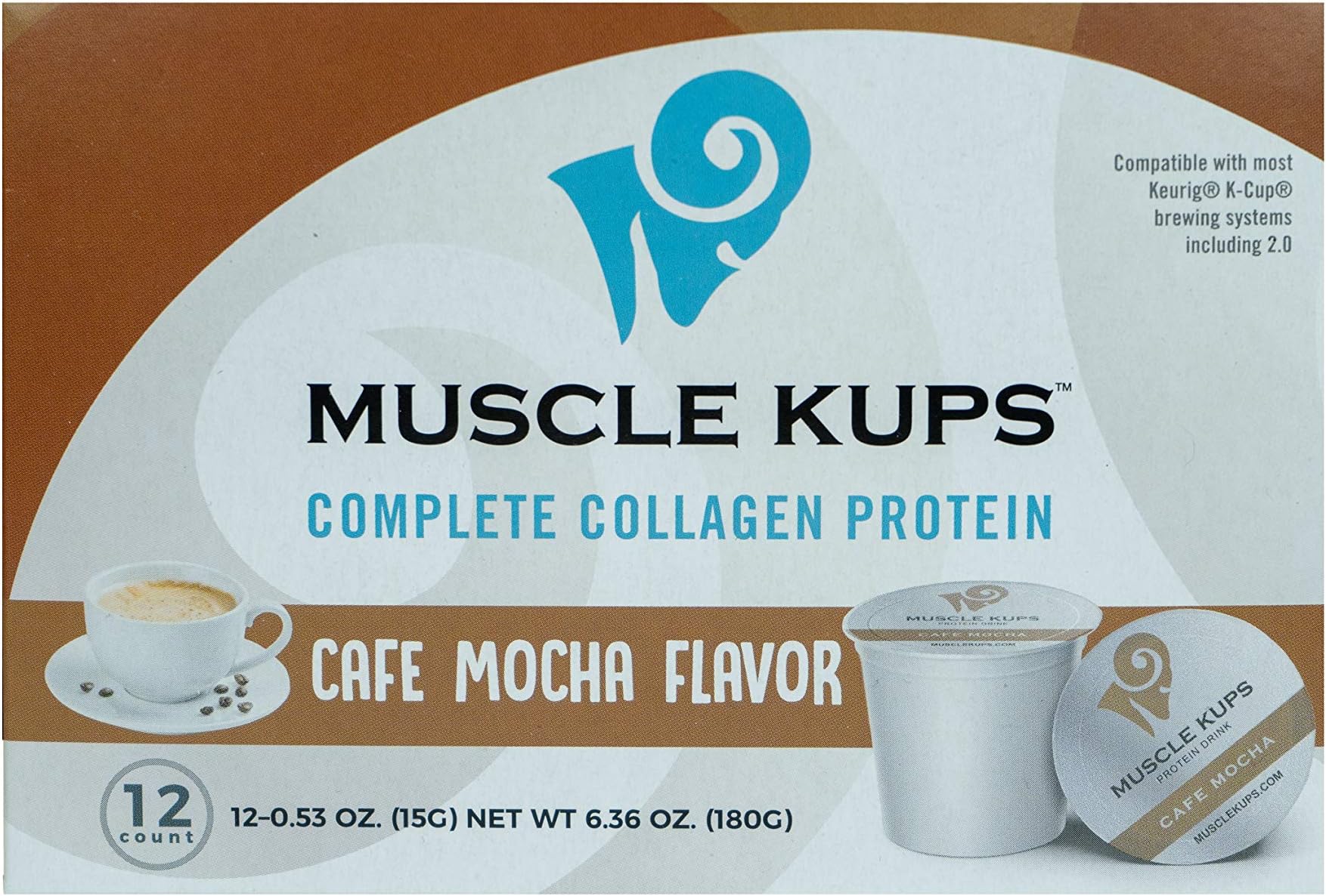 Muscle Kups Complete Collagen Protein for Added Health Support, Designed for Use with K-Cup Pod Coffee Maker (12 K-Cups)