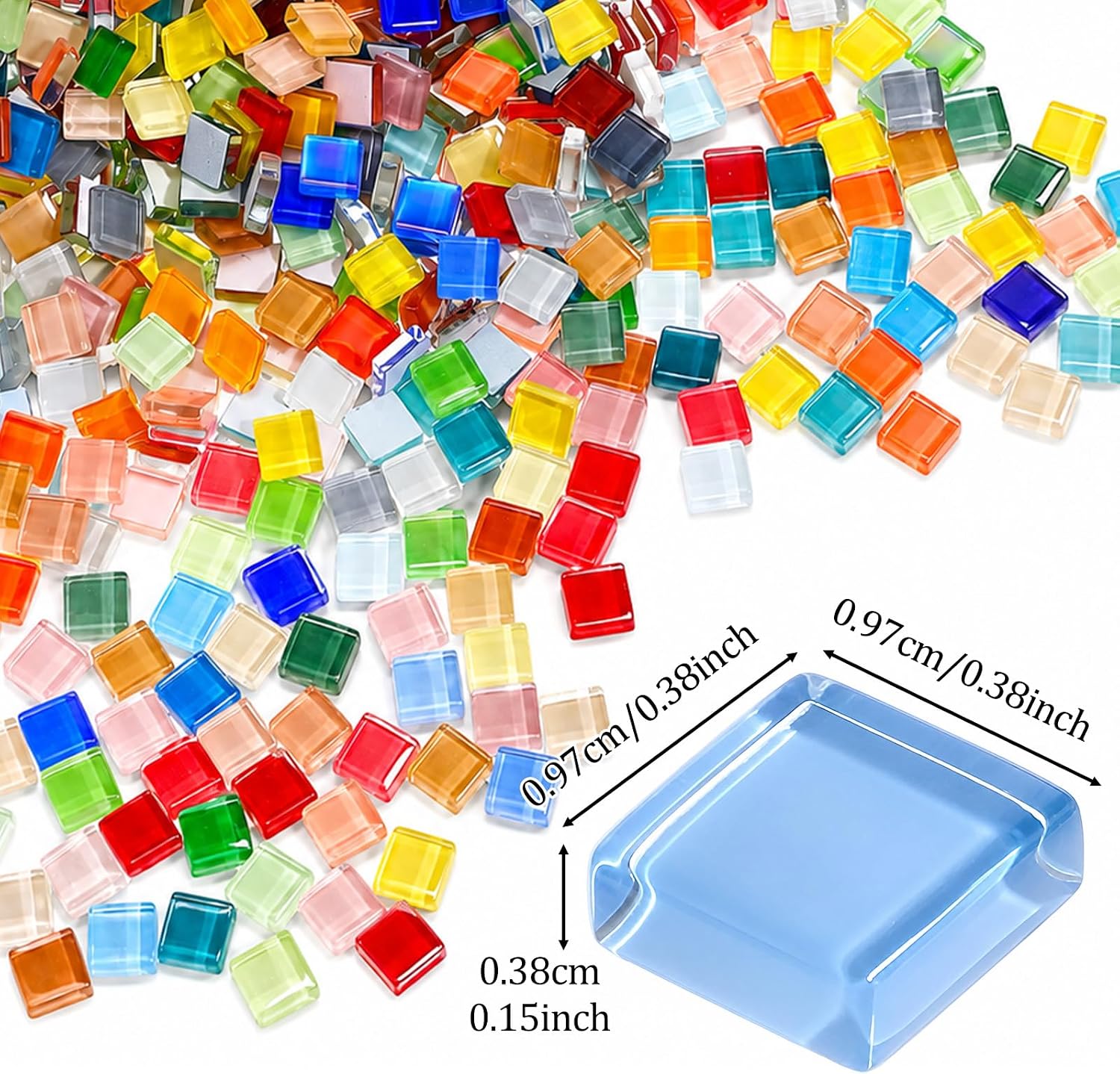 1500pcs 3.3LB Glass Mosaic Tiles for Crafts & DIY, Over 100 Colors Mixed