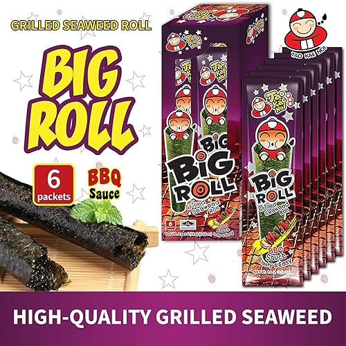 Miniatura 3 de Tao Kae Noi - Bocadillos de algas marinas a la parrilla Big Roll con sabor a barbacoa, rollos de hojas de Nori saludables para niños y adultos,