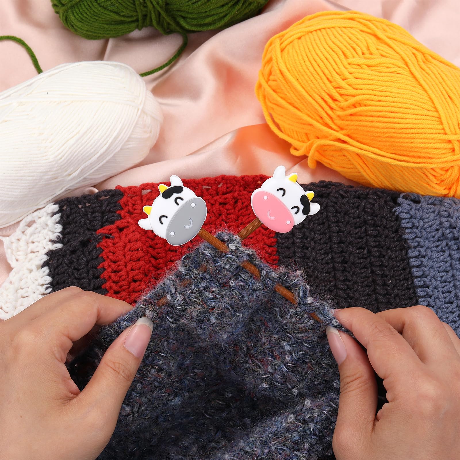 BEEFLYING 10pcs Knitting Needle Stoppers Cow Shape Knitting Needle Point Protectors Stitch End Caps for Knitting Supplies Accessories - Image 4