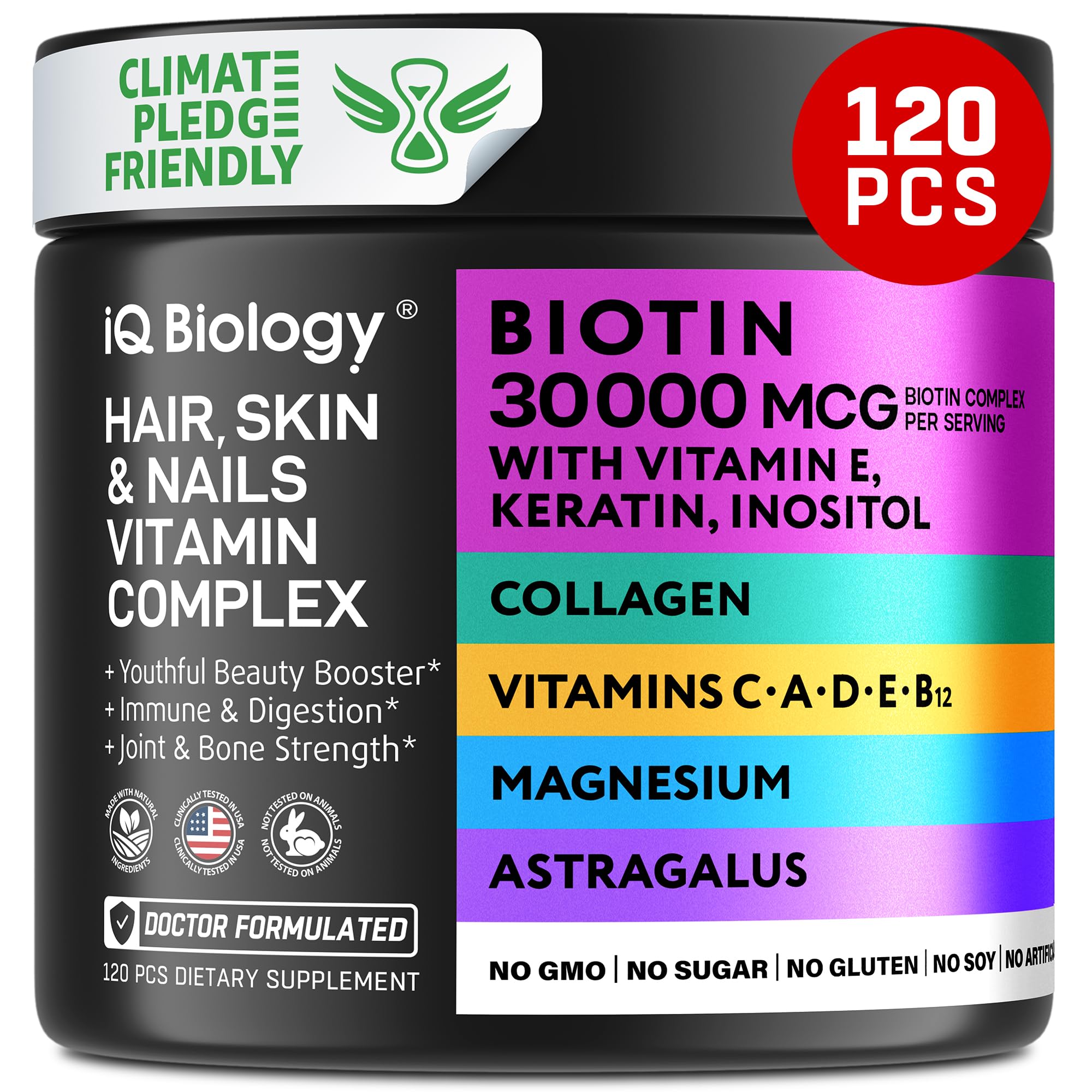 Biotin Hair Skin and Nails Vitamins with Silica Keratin Collagen - Hair Vitamins for Hair Loss for Women - Silica Hair Growth Supplement - Hair Growth Vitamins Hair Supplement - 120 Caps*