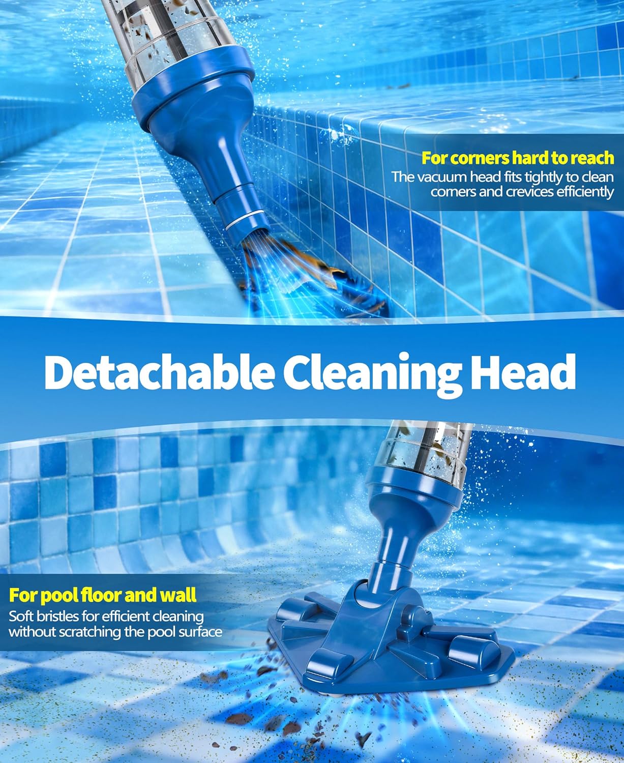 2026 Upgraded Powerful Hot Tub Vacuum Cordless, 15.8 Gals/Min Spa Vacuum for Hot Tub, Handheld Pool Vacuum Cleaner with Water Sensor, Small Pool Vacuum Rechargeable -90 Mins Running Time-Blue