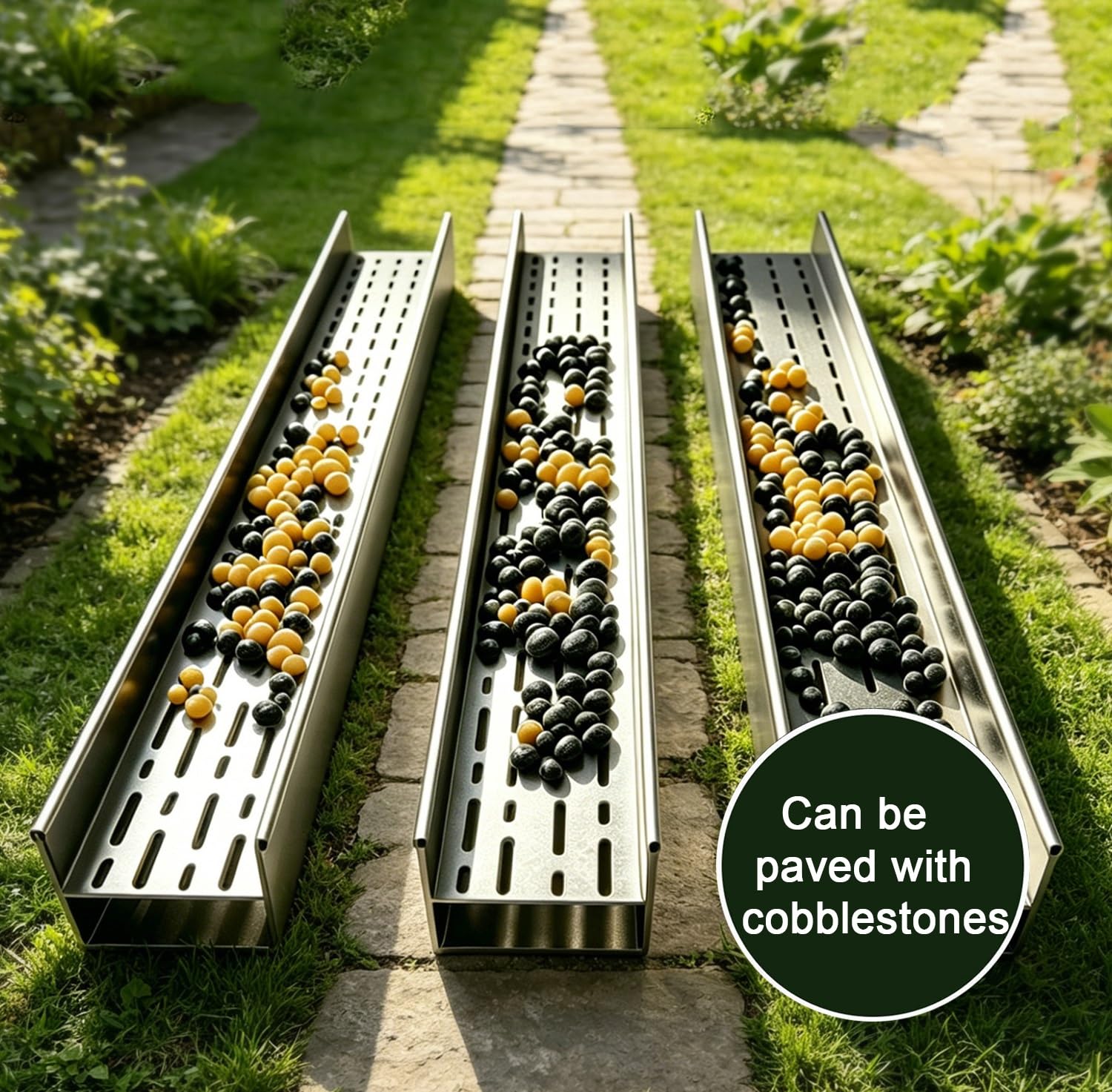 QWEASDF Canaleta de desagüe de acero inoxidable, desagüe de suelo | Con Rejilla de Acero Inoxidable Extraíble,Kit con Rejillas para Jardín Garaje Cocina，Personalizable