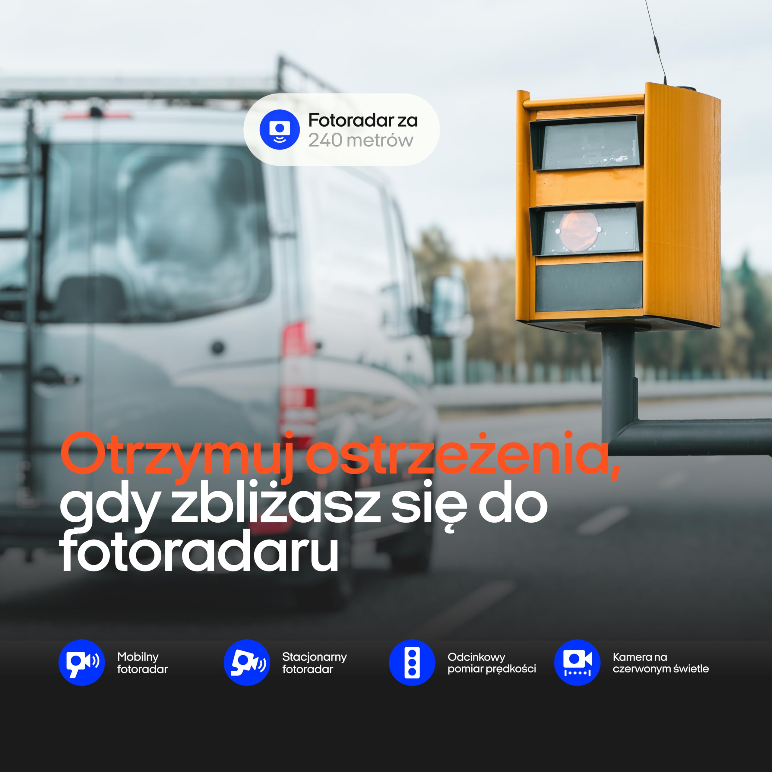 OOONO Co-Driver NO1 alarm drogowy – ostrzega o fotoradarach i zagrożeniach w czasie rzeczywistym | wskaźnik LED | automatyczna aktywacja przez Bluetooth | 1 szt.