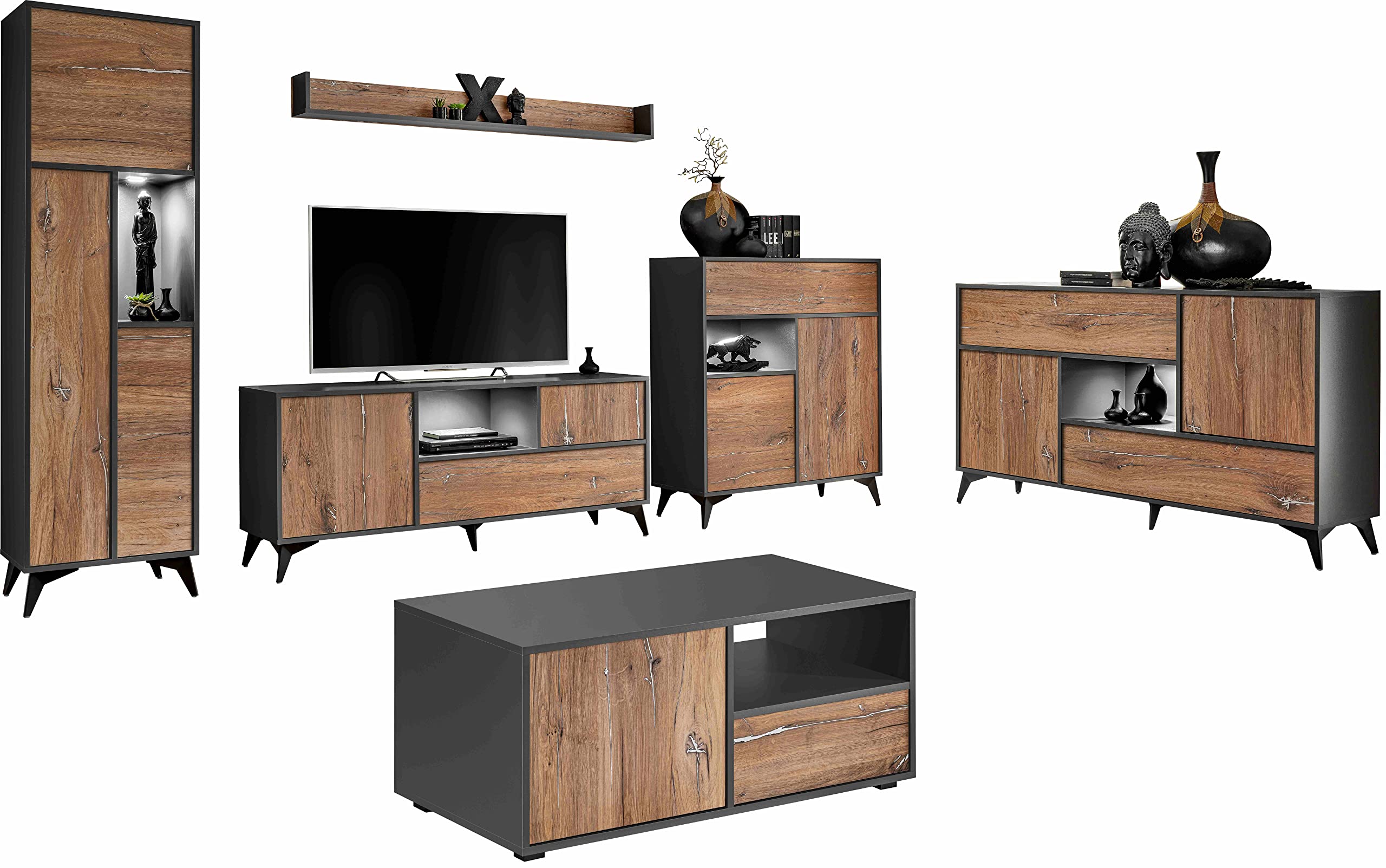 Komodee Ensemble TV Orvieto Collection A1 Chene/Anthracite 548x187x50 cm