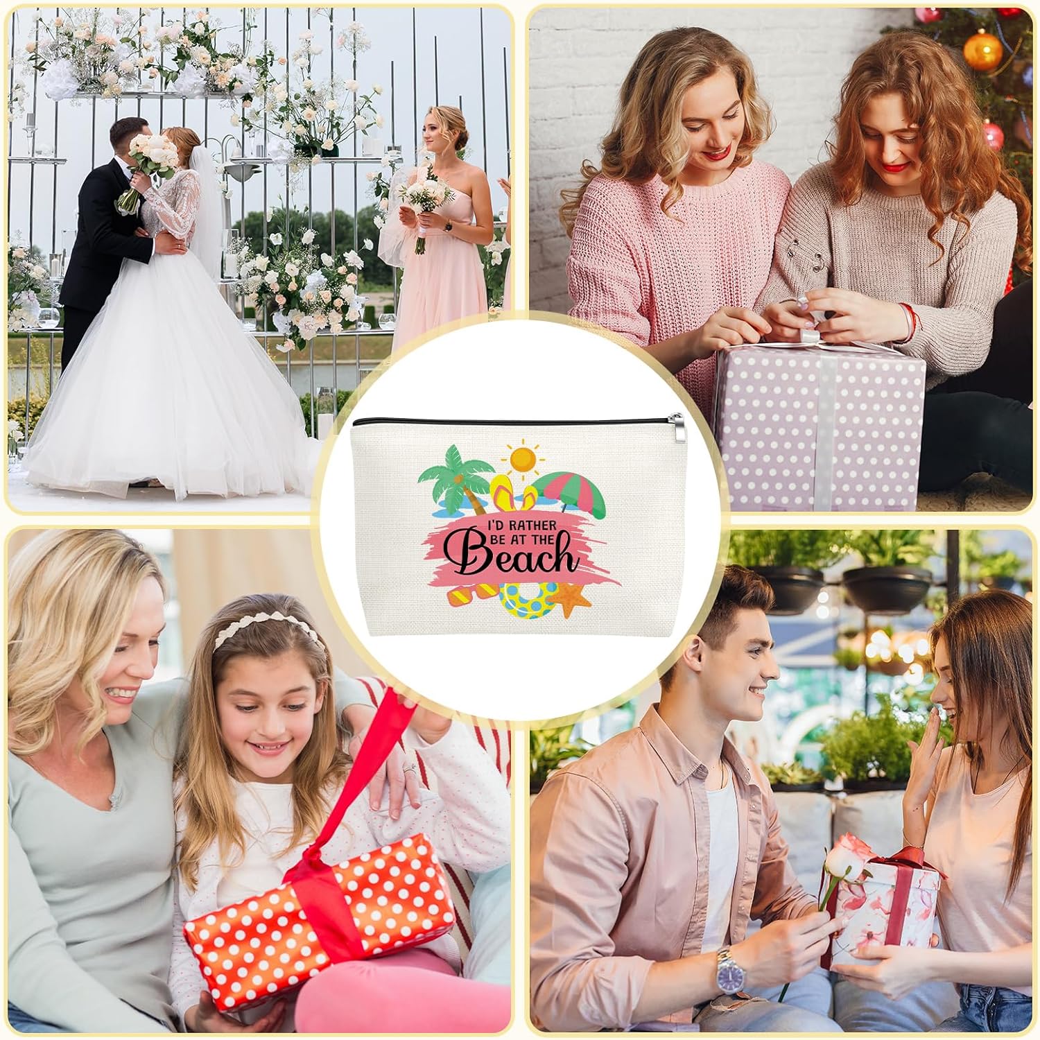 Mxrymvu Beach Lover Gift Makeup Bag Beach Gifts for Women Summer Ocean Gift for Beaches Lovers Friends Cosmetic Bag Funny Vacation Gifts for Birthday Christmas Graduation Travel Cosmetic Pouch - Image 6