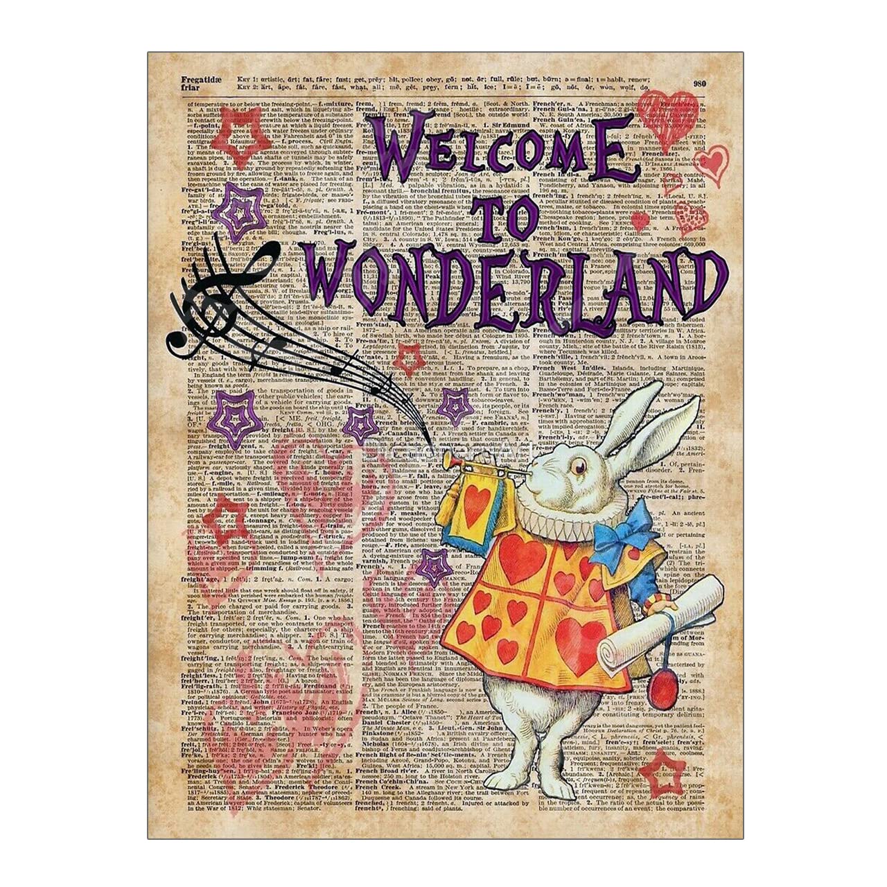 Metal Sign Plaque Poster Retro Alice Welcome To Wonderland, 8x6in Ref12826