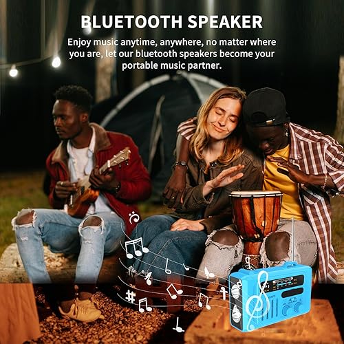 Miniatura 9 de Radio meteorológica de manivela de emergencia, radio de manivela, radio solar AMFMNOAA portátil con linterna, altavoz Bluetooth, alerta SOS para el