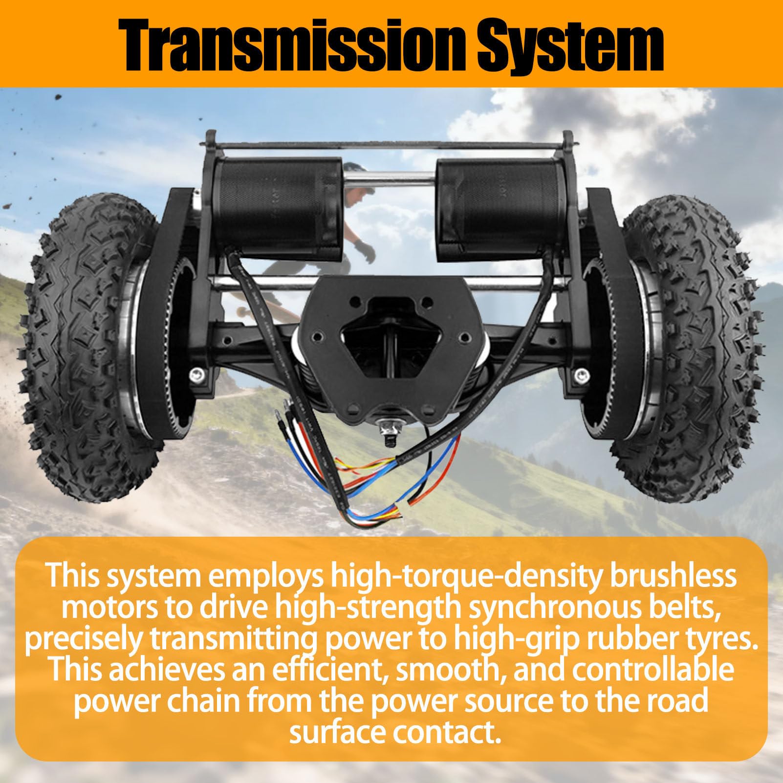 Kit di Conversione per Skateboard Elettrico 4wd, Set Motore Fuoristrada da 1650 W, con Telecomando, per Fuoristrada E Mountain Board 2WD-NoRemote