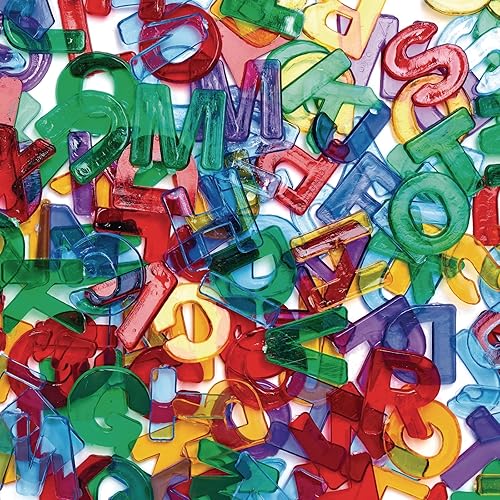 Colorations Translucent Multi-Color Uppercase Plastic Letters, 3/4" Ea, 208 Pieces, Collaging, ABC Letters, Alphabet For Kids