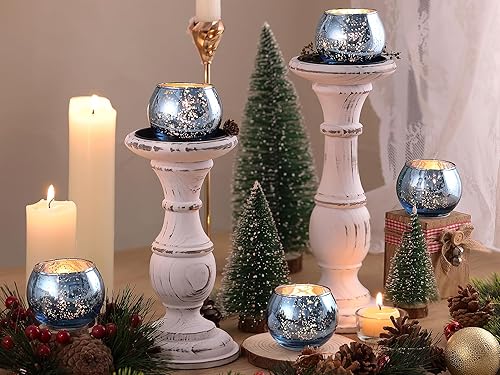 Miniatura 8 de LAMORGIFT 24 portavelas rosadas, portavelas votivas de vidrio de mercurio para decoraciones de fiesta de cumpleaños de 16 años, centros de mesa para