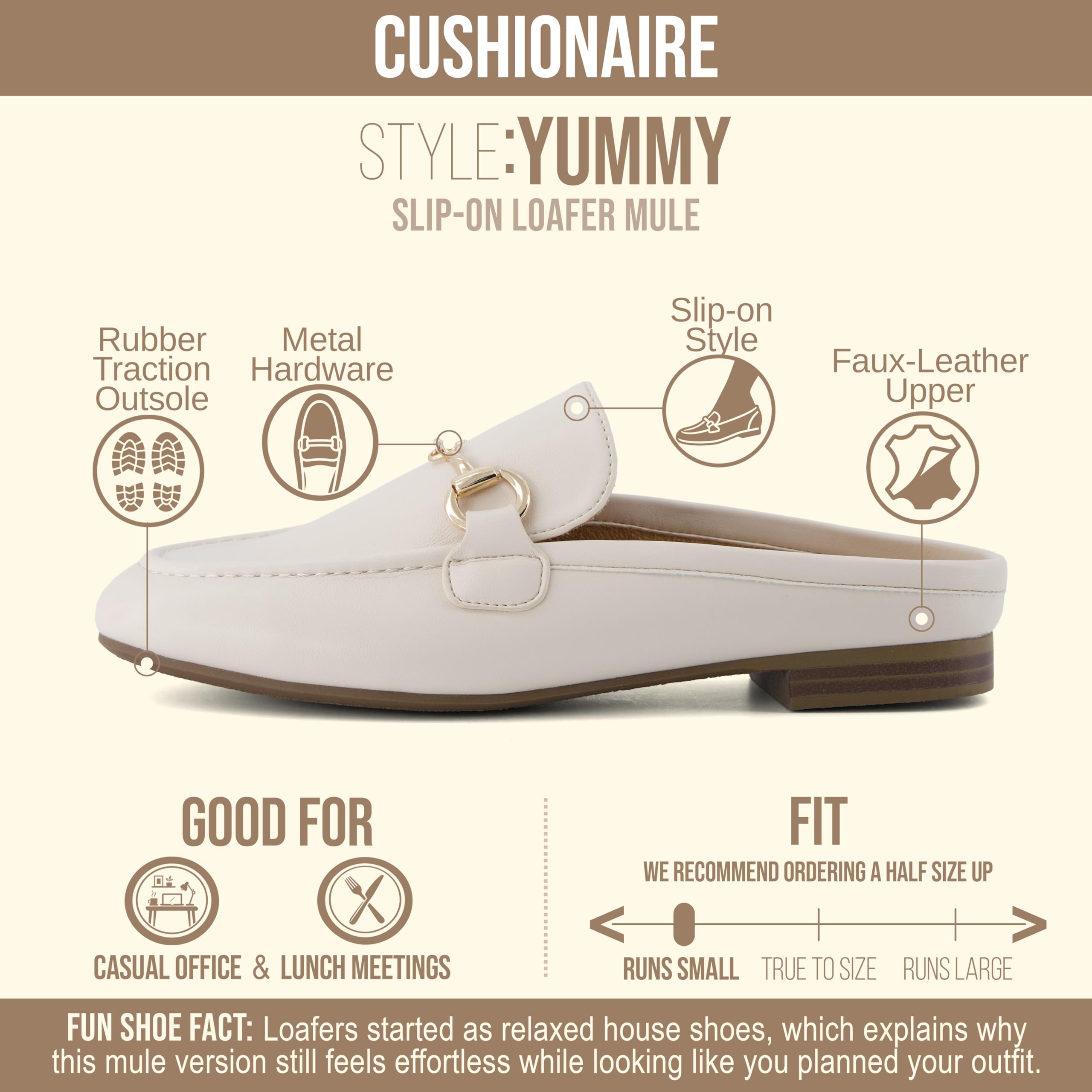 CUSHIONAIRE Yummy Slip On Womens Mules, Business Casual Loafers for Women with Low Heel and Metal Chain Detail - [Run Small Size Up] — view 4