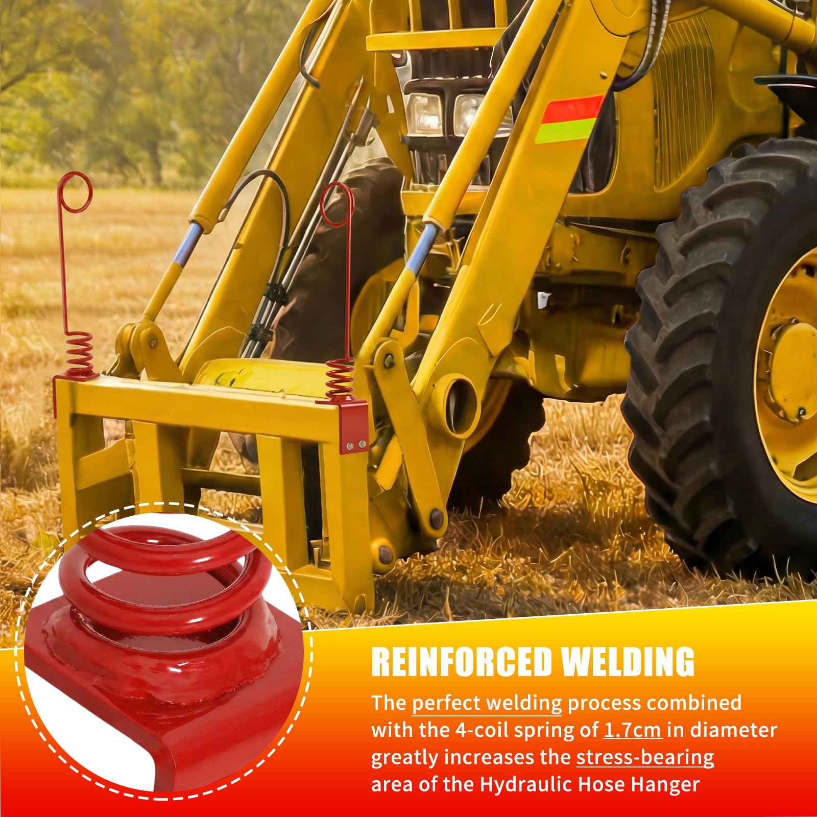 2PCS Red Hydraulic Hose Holder Tractor - 0.3" (8cm) Thick Plate Hydraulic Hose Saver, Bolt-On/Weld-On Hydraulic Hose Hanger Clamp, Rust-Proof | Heavy Duty for Skid Steer & Outdoor Use - 5