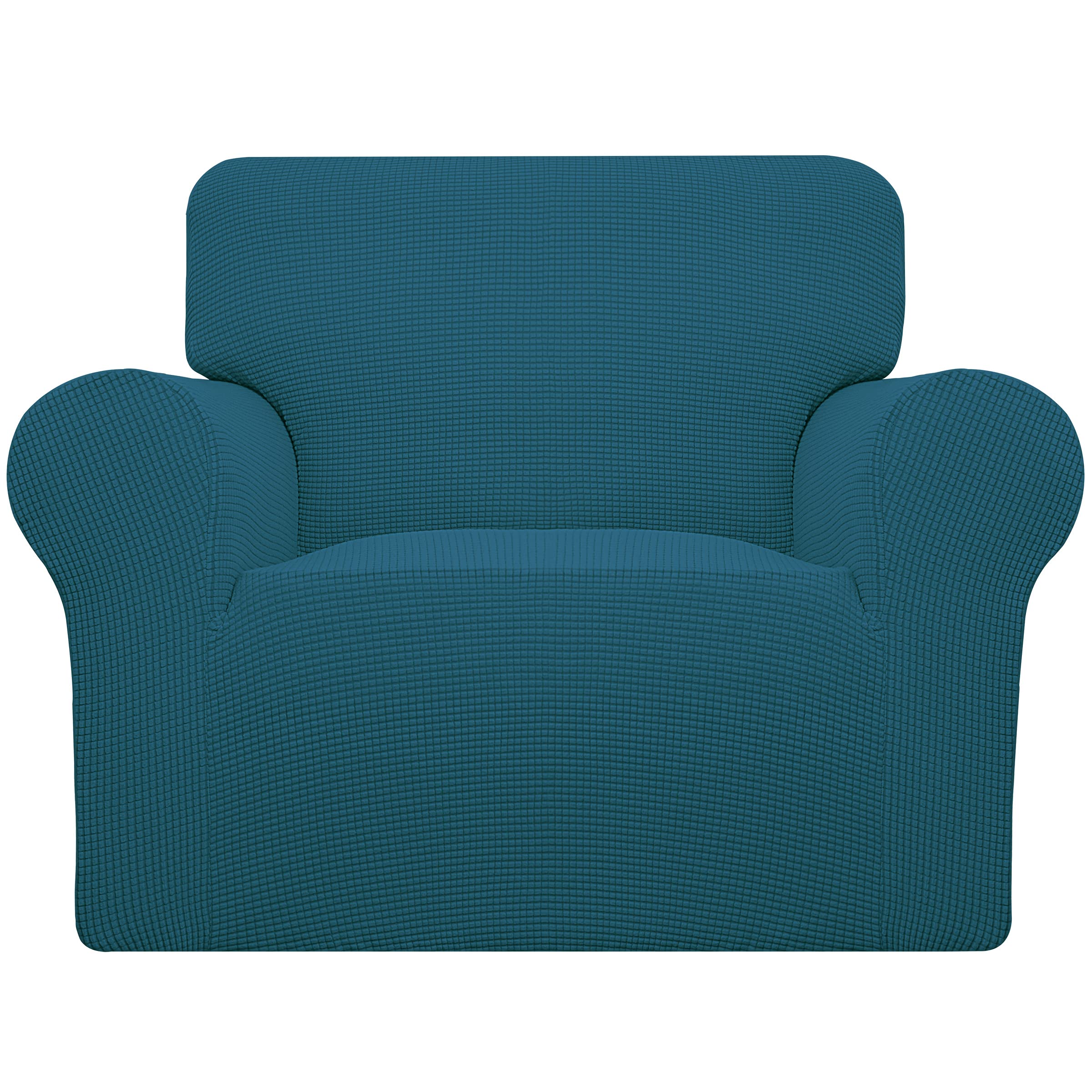 Easy-Going Stretch Oversized Chair Sofa Slipcover 1-Piece Couch Sofa Cover Furniture Protector Soft with Elastic Bottom for Kids Spandex Jacquard Fabric Small Checks Peacock Blue