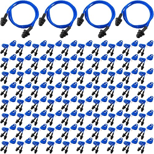 Miniatura 7 de 200 pares de tapones para los oídos con cable envueltos individualmente, tapones de silicona de calidad, reutilizables, con cancelación de ruido del