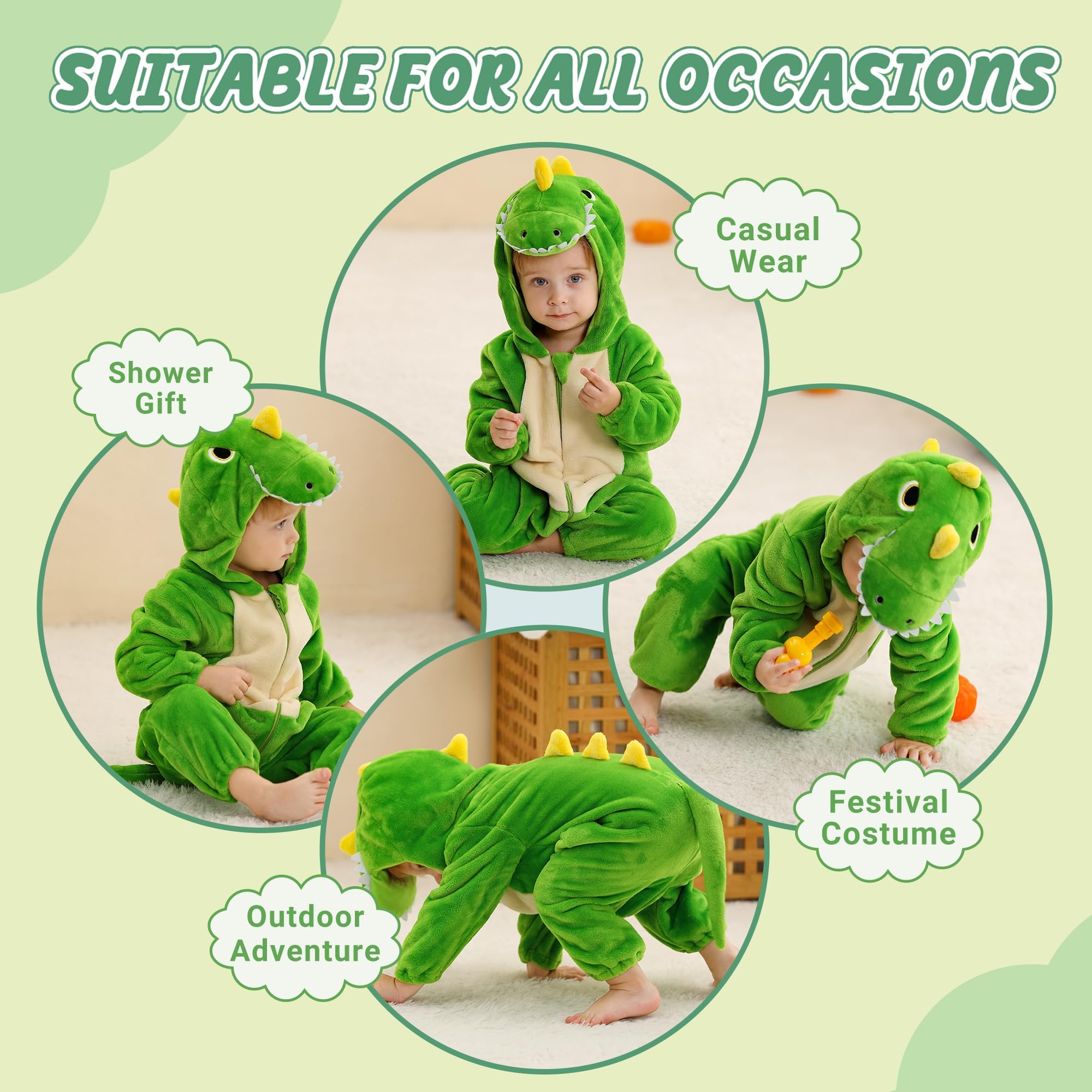 Costume per Neonati e Bambini Tutina Animale in Flanella Pagliaccetto Cosplay con Cappuccio per Bambini 2-36 Mesi