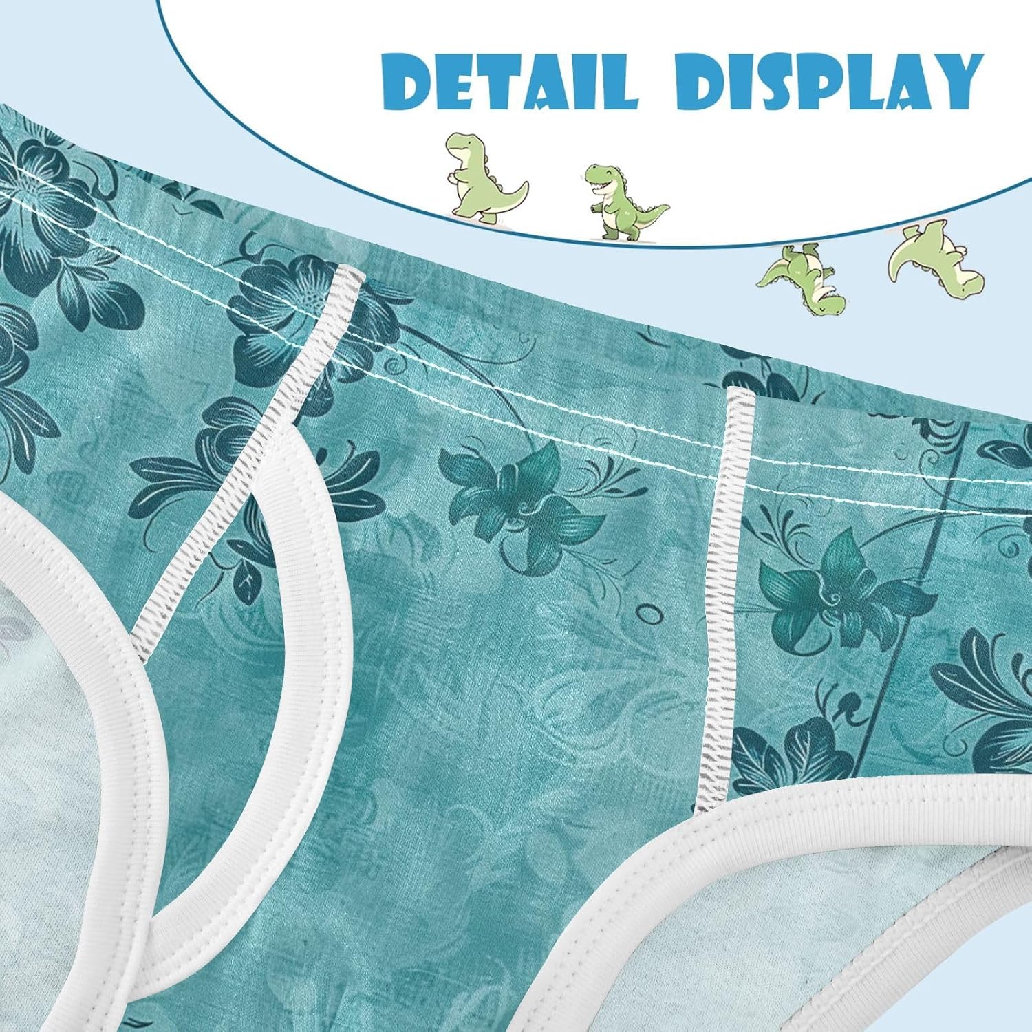visesunny Boys Potty Training Underwear Blue Green Vintage Floral Breathe Cotton Briefs Size 2T-8Y for Toddler