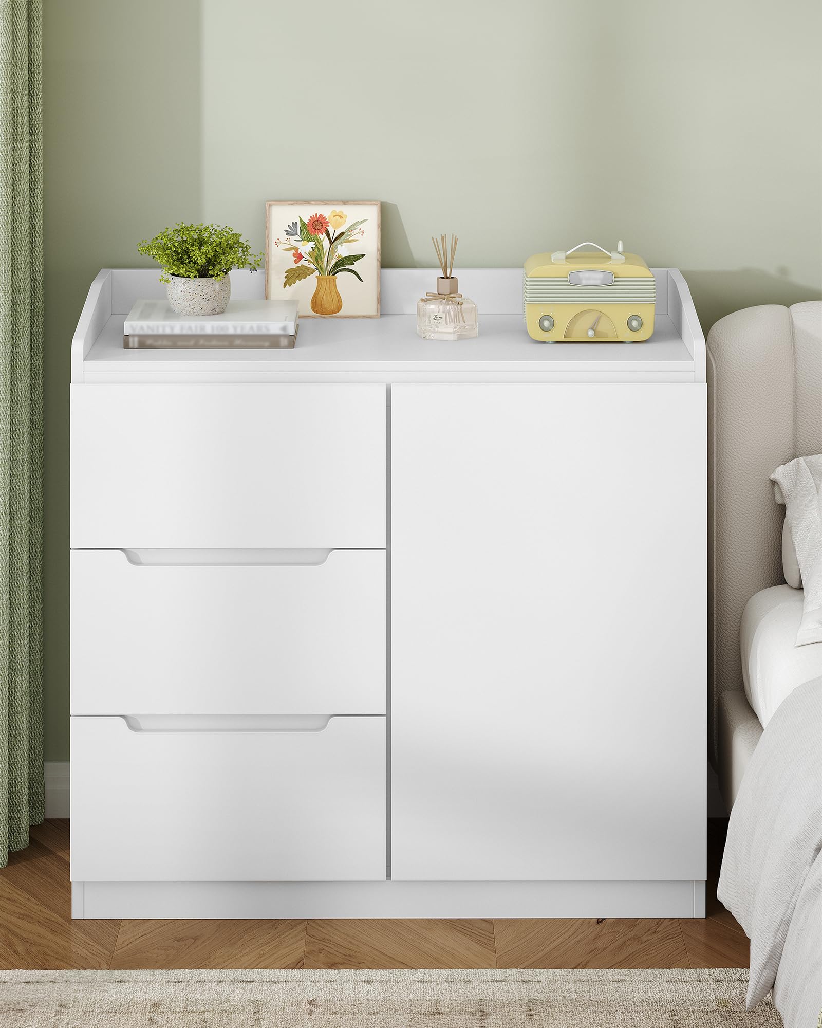 Hzuaneri Cassettiera, 3 cassetti, Cassettiera Camera da Letto con Piano di Lavoro, Mobile Ingresso, Stile Moderno, Adatto per Soggiorno, Camera da Letto, Corridoio, 40 x 80 x 87 cm, Bianco DC12303X