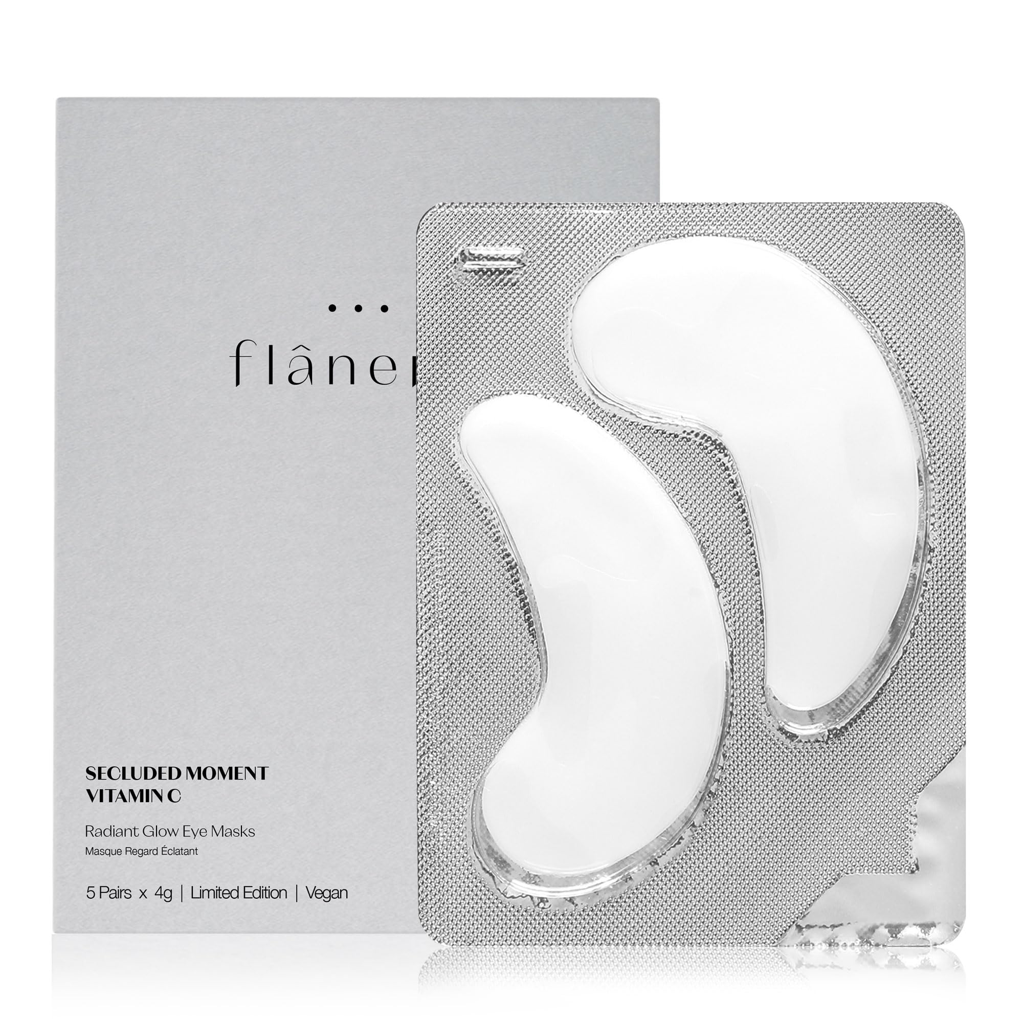 Flanerie Radiant Glow Eye Masks, Hydrating Under Eye Gel Patches with Vitamin C, Collagen & Hyaluronic Acid, Brightening